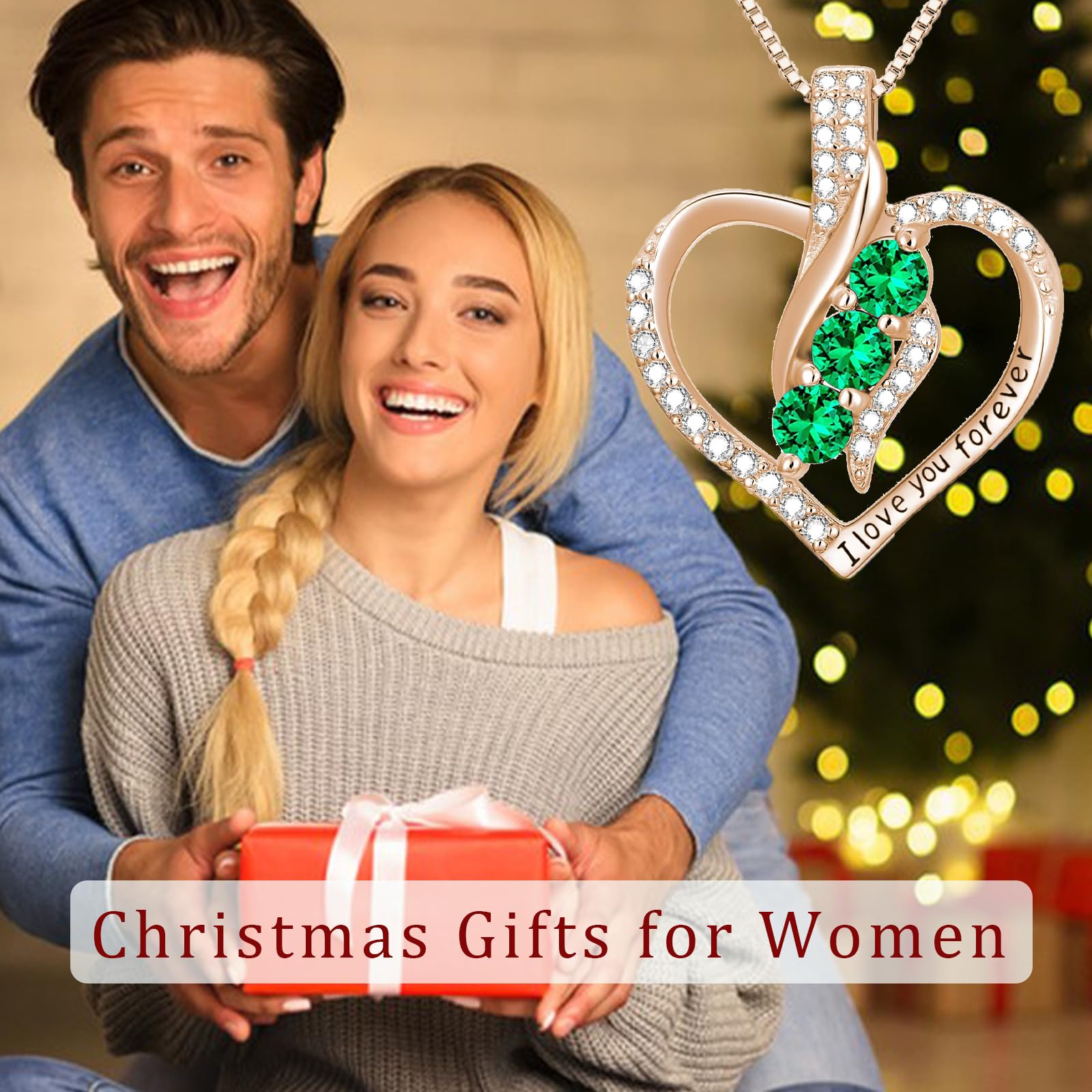 925 Sterling Silver & Rose Gold Birthstone Heart Necklace for Women - Valentine's Day, Birthday & Anniversary Gift for Her, Wife, Girlfriend, Mom or Sister | Elegant Jewelry for Romantic Occasions & Special Moments