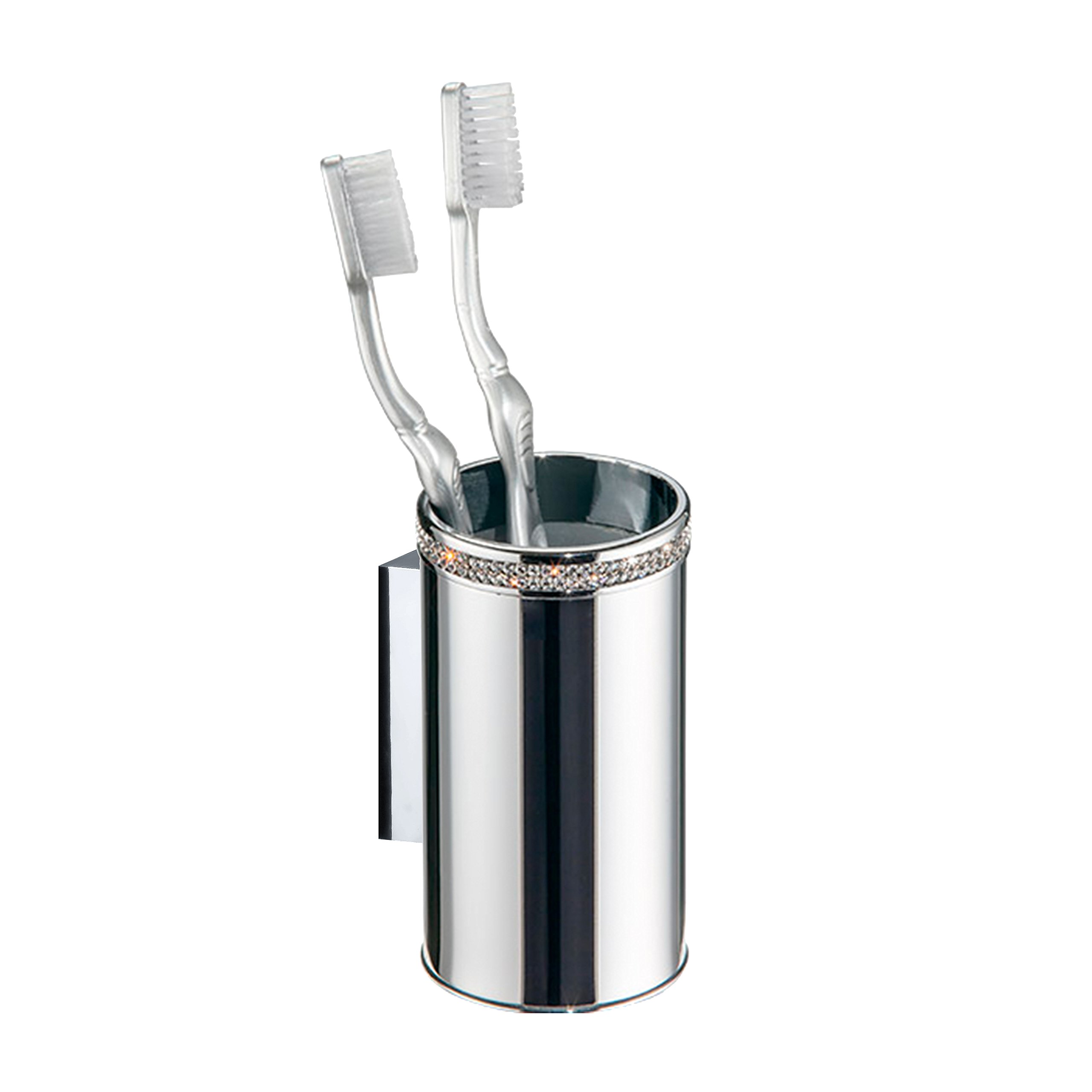 Premium Swarovski Crystal Wall-Mounted Toothbrush Holder - Elegant Polished Chrome Bathroom Organizer for Modern Home Decor | Perfect for Bathroom, Vanity & Spa Style Organization