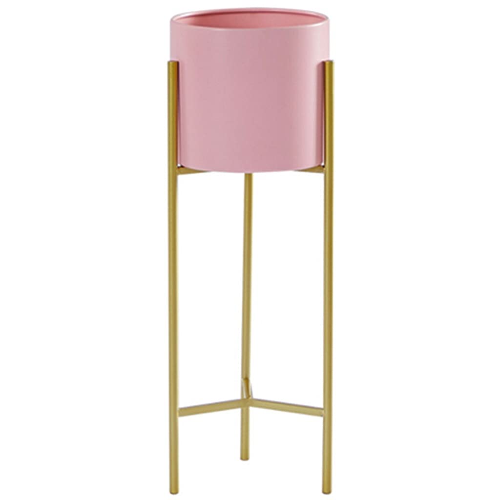 2-Tier Metal Plant Stand for Indoor & Outdoor Use - Detachable Flower Pot Holder in Pink (20×18×60cm) | Perfect for Home Decor, Balcony, Garden & Patio Arrangements