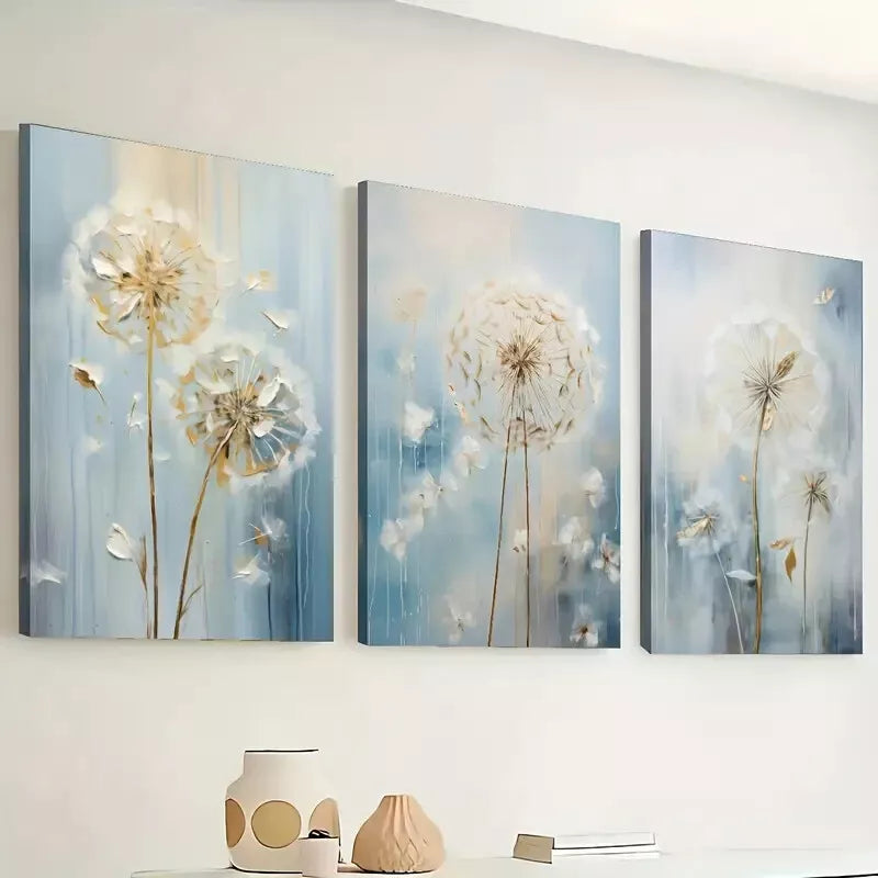 3-Piece Abstract Dandelion Wall Art Set - Framed Canvas Prints 40x60cm (16x24in) | High Quality Australian Made Home Decor | Perfect for Living Room, Bedroom & Office Decor