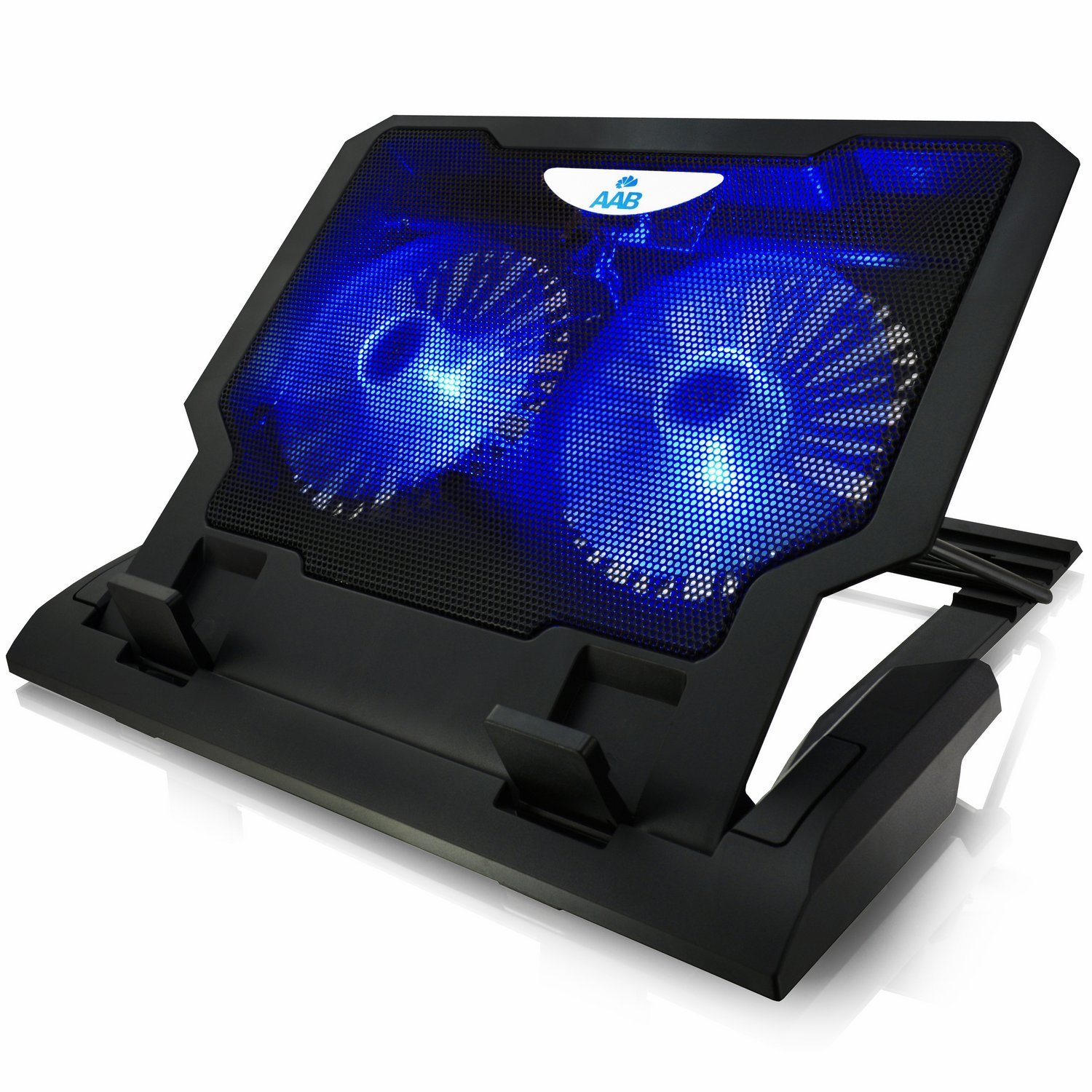 AABCOOLING NC65 Laptop Cooling Pad with 2 Quiet Fans, Adjustable Tilt & Blue LED Light - Portable Laptop Cooler for Gaming, Office & Home Use - Compatible with 15.6