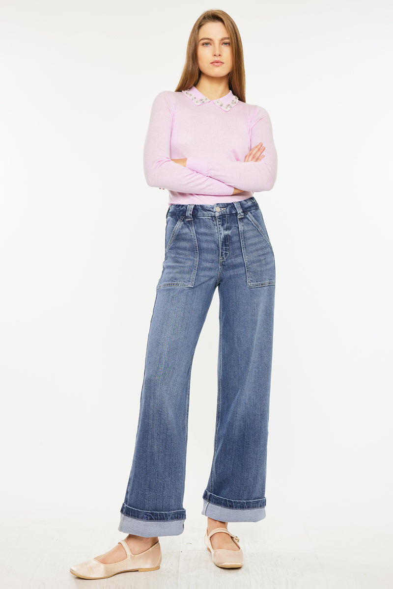 Astra High Rise Wide Leg Jeans for Women - Comfortable Stretch Denim Pants with Flared Fit - Perfect for Casual Outfits, Workwear & Boho Style
