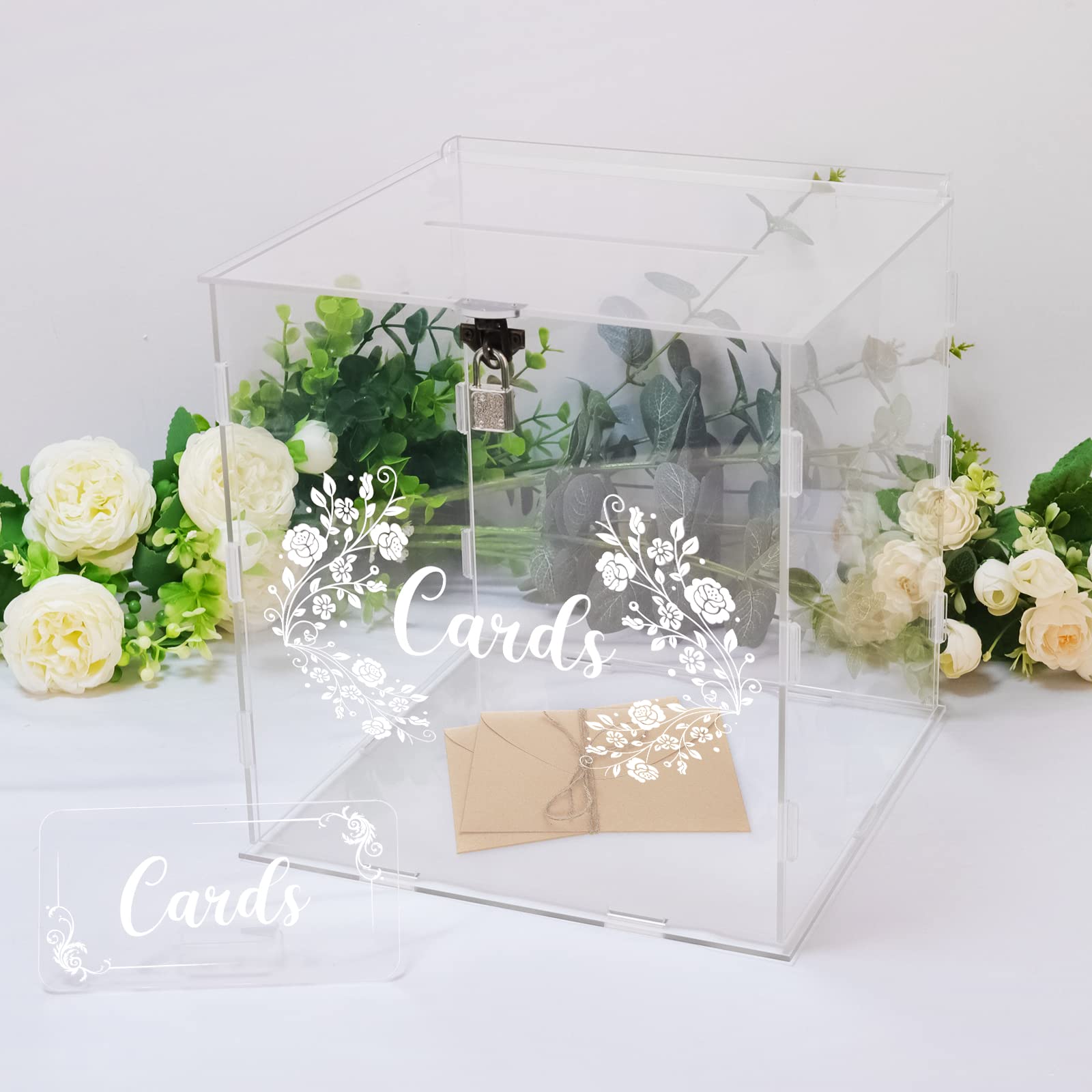 Clear Acrylic Card Box with Lock - Secure Money Holder for Wedding Reception, Anniversary, Birthday & Graduation Decorations - Perfect for Gift Cards, Cash Gifts & Party Favors
