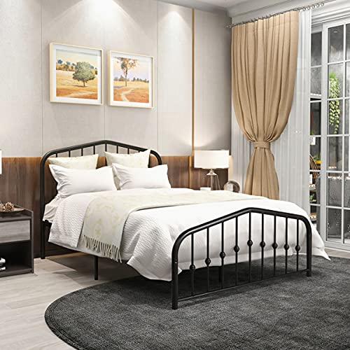 Sturdy 77.95 x 54.33 x 42.52 Inch Full Size Metal Bed Frame - Heavy Duty Platform Mattress Foundation with Easy Assembly | Durable Bed Structure for Home, Dorm, Guest Room & Apartment