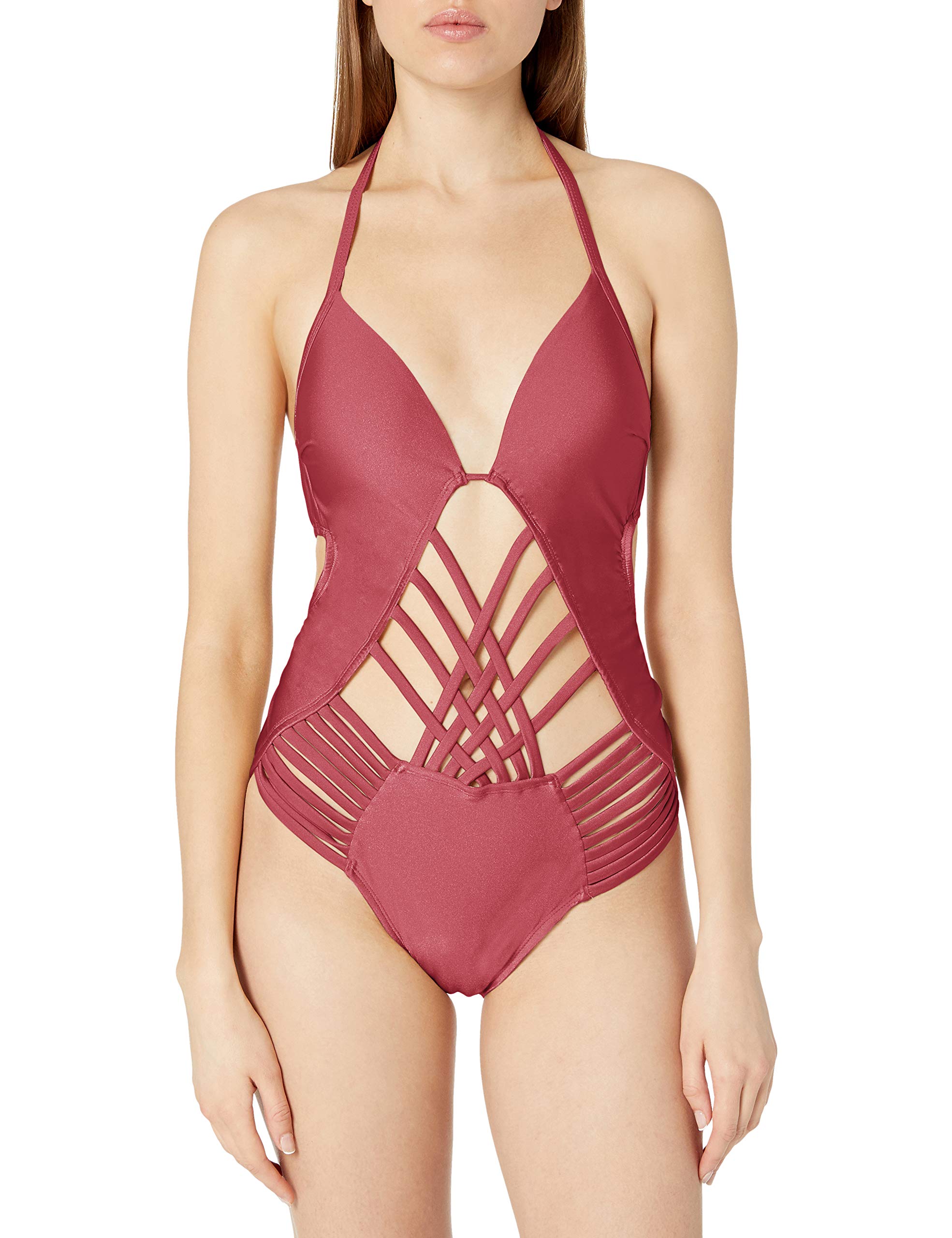 Kenneth Cole New York Women's Stappy Push Up Mio One Piece Swimsuit - Sexy Tummy Control Bathing Suit for Beach, Pool & Vacation | Plus Size Options Available