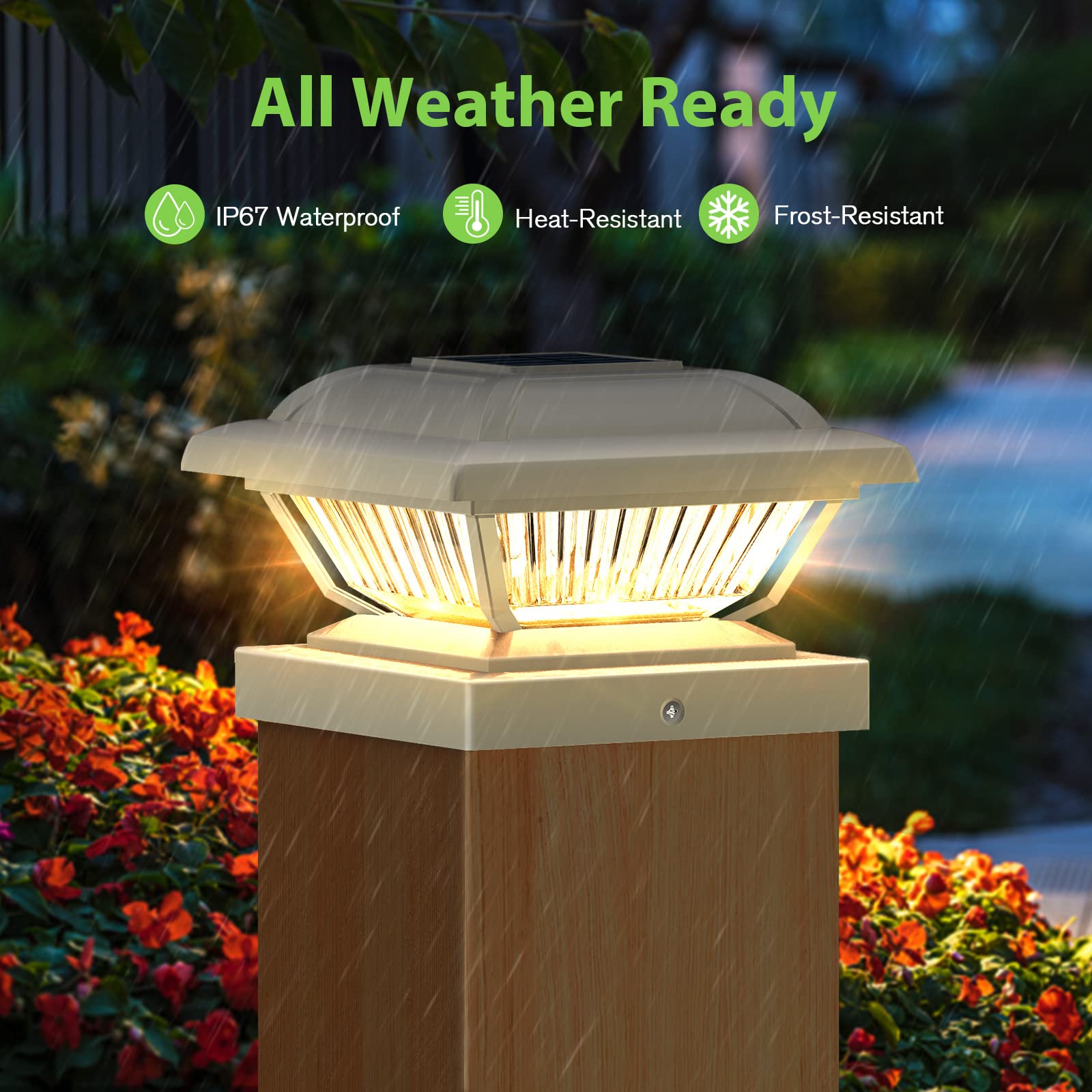 LETMY Solar Post Cap Lights Outdoor, 6 Pack Solar Powered Fence Post Lights - Waterproof High Brightness for 4x4, 4.5x4.5, 5x5 Wooden Posts - Perfect for Fence, Deck, Patio, Garden & Pathway Lighting at Night