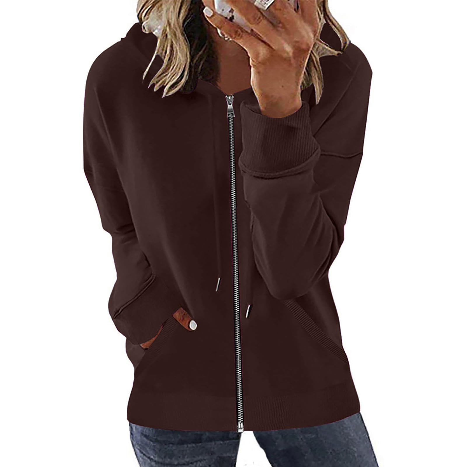 NATHGAM Women's Oversized Zip Up Hoodie with Pockets - Y2K Style Fall Jacket for Teen Girls | Casual Drawstring Sweatshirt for Streetwear, School, and Travel