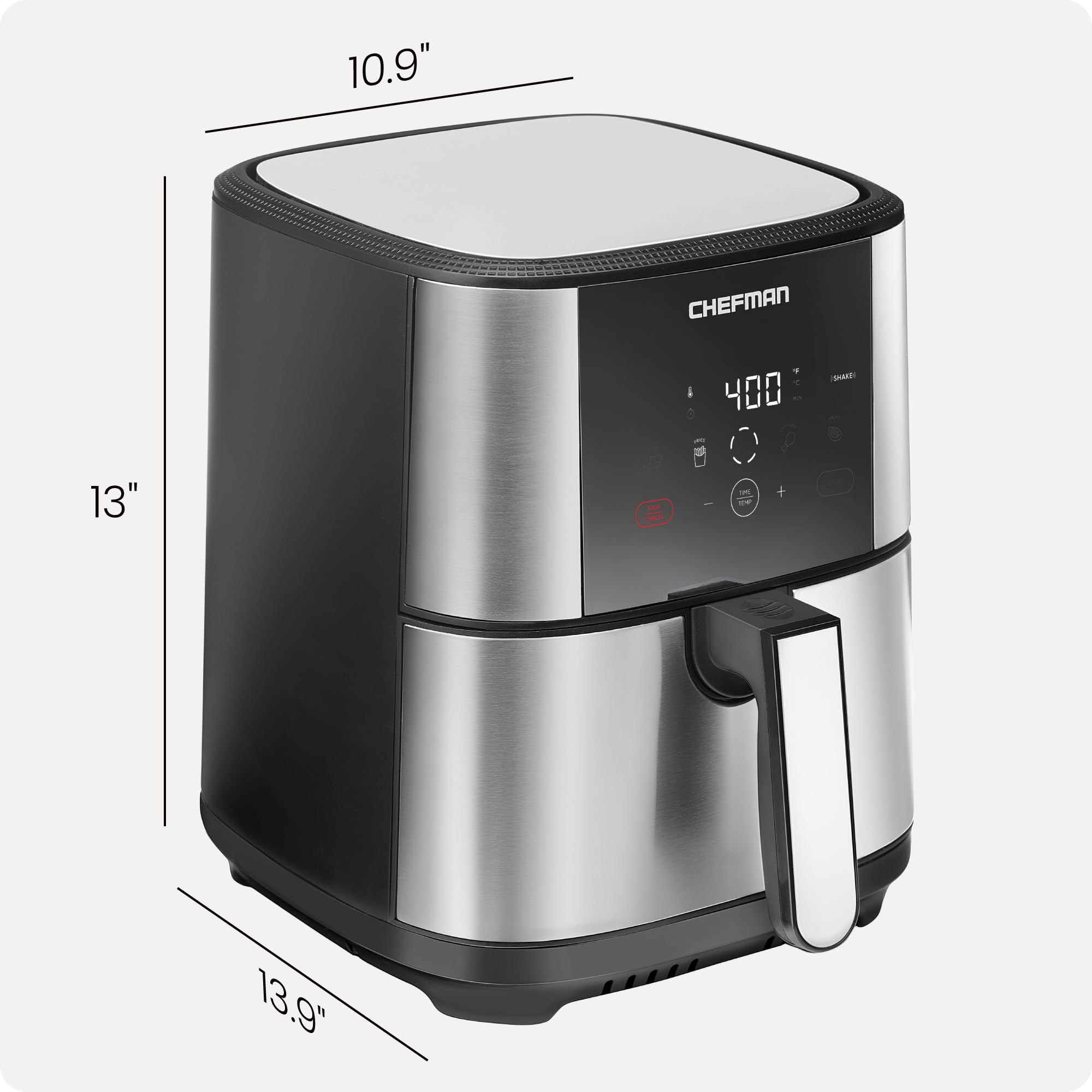 Chefman TurboFry Touch 5Qt Digital Air Fryer with One-Touch Presets - Large Family Size (4.75L) for French Fries, Chicken, Fish & More - Nonstick, Dishwasher Safe & Auto Shutoff - Perfect for Quick Meals, Healthy Cooking & Family Gatherings