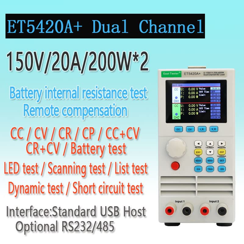 Programmable DC Electronic Load Tester ET54A+ - Battery Capacity Tester with Constant Current/Voltage Mode for Power Supply, USB Charger & Switch Testing (ET5420A+) - Perfect for Lab, DIY Electronics & Industrial Applications