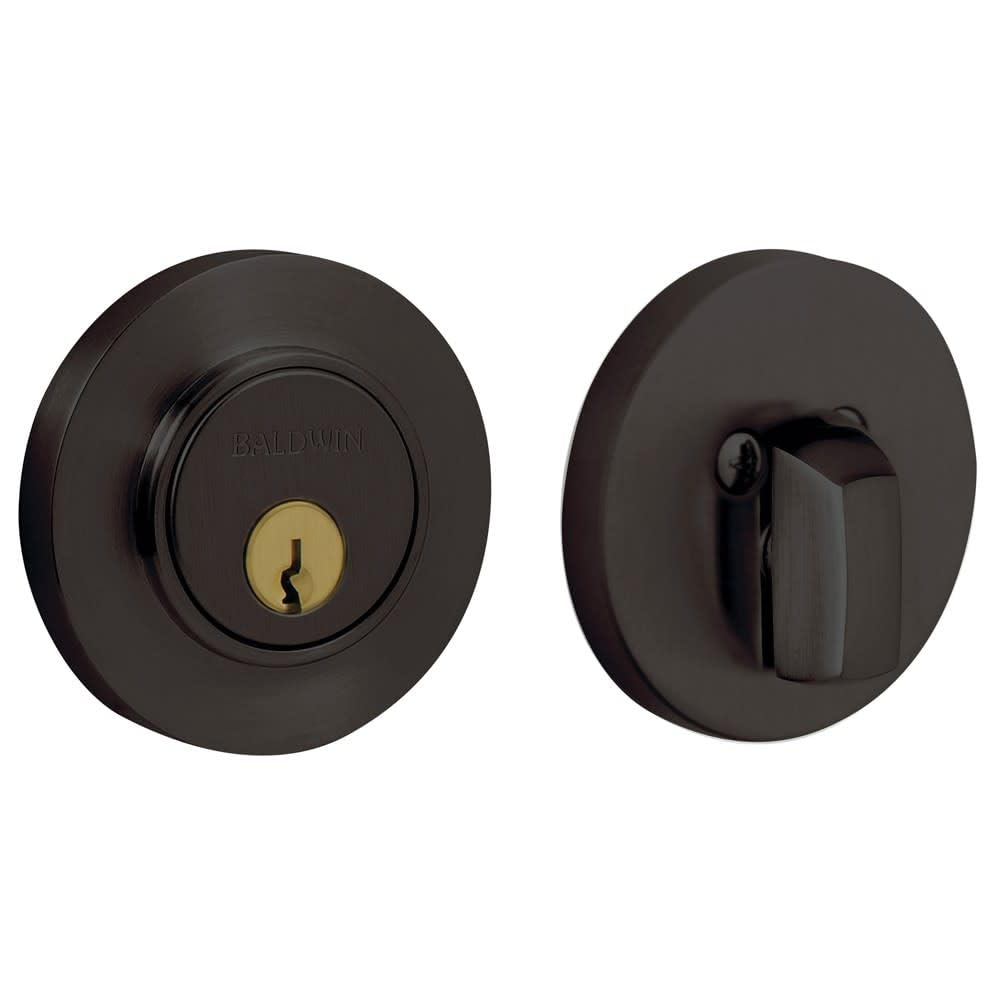 Baldwin 8244 Contemporary Style Deadbolt - Oil Rubbed Bronze Finish for 2-1/8
