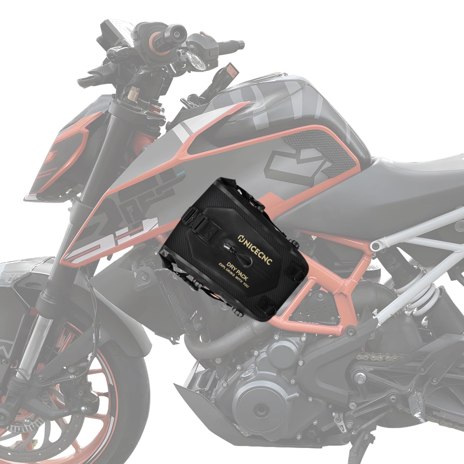 **NICECNC 7L Waterproof Motorcycle Crash Bar Bag - Universal Rear Seat Tail Bag, Motorcycle Luggage Dry Bag with Shoulder Strap - 4 DIY Installation Positions, Black - Ideal for Adventure Riding & Daily Commutes**