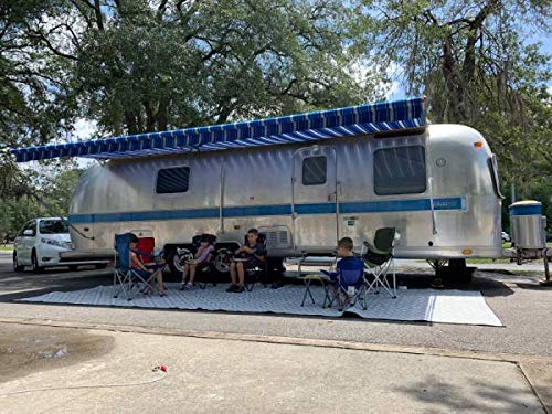 Premium Outdoor RV Patio Mat 8'x20' - 100% Recycled Plastic Waterproof Ground Cover for Camping, Beach, Deck & Picnic - Durable Grey Diamond Design with Carry Bag - Perfect for RVs, Tents & Outdoor Gatherings