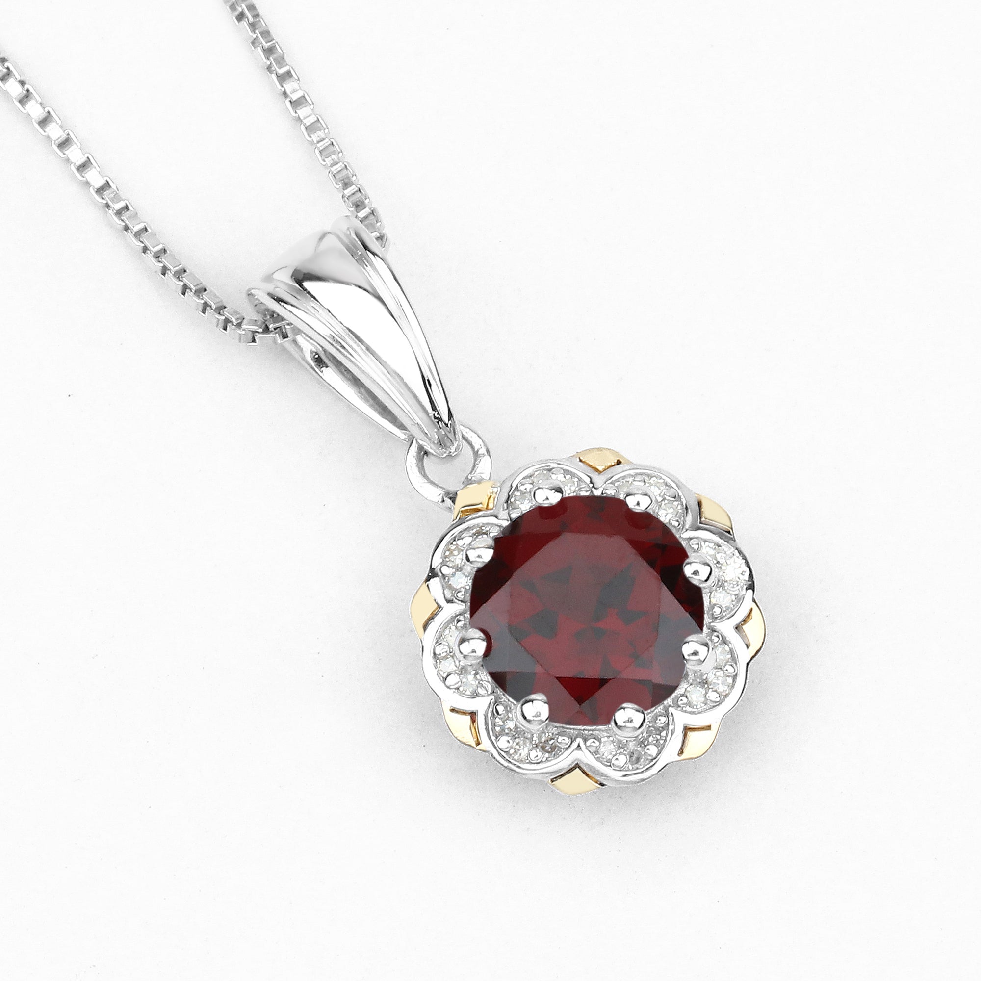 Authentic Garnet & Diamond Pendant Necklace for Women - Elegant 14K Gold Jewelry Gift for Anniversary, Birthday & Special Occasions