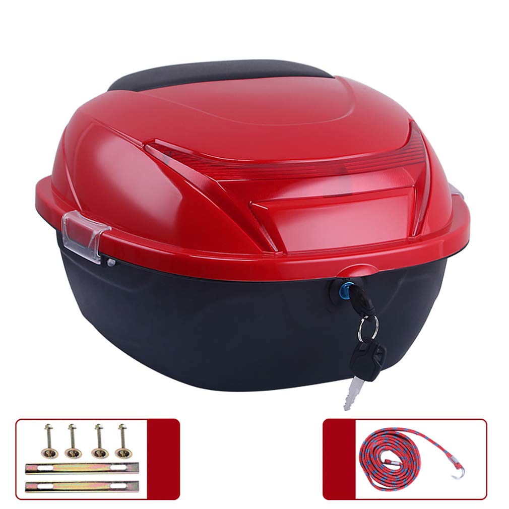 Universal Motorcycle Rear Top Box - 37x32.5x24.5cm Hard Storage Case with Lock for Helmet & Luggage - Waterproof Tail Trunk for Motorbike, Moped, Scooter - Perfect for Commuting, Touring & Daily Storage