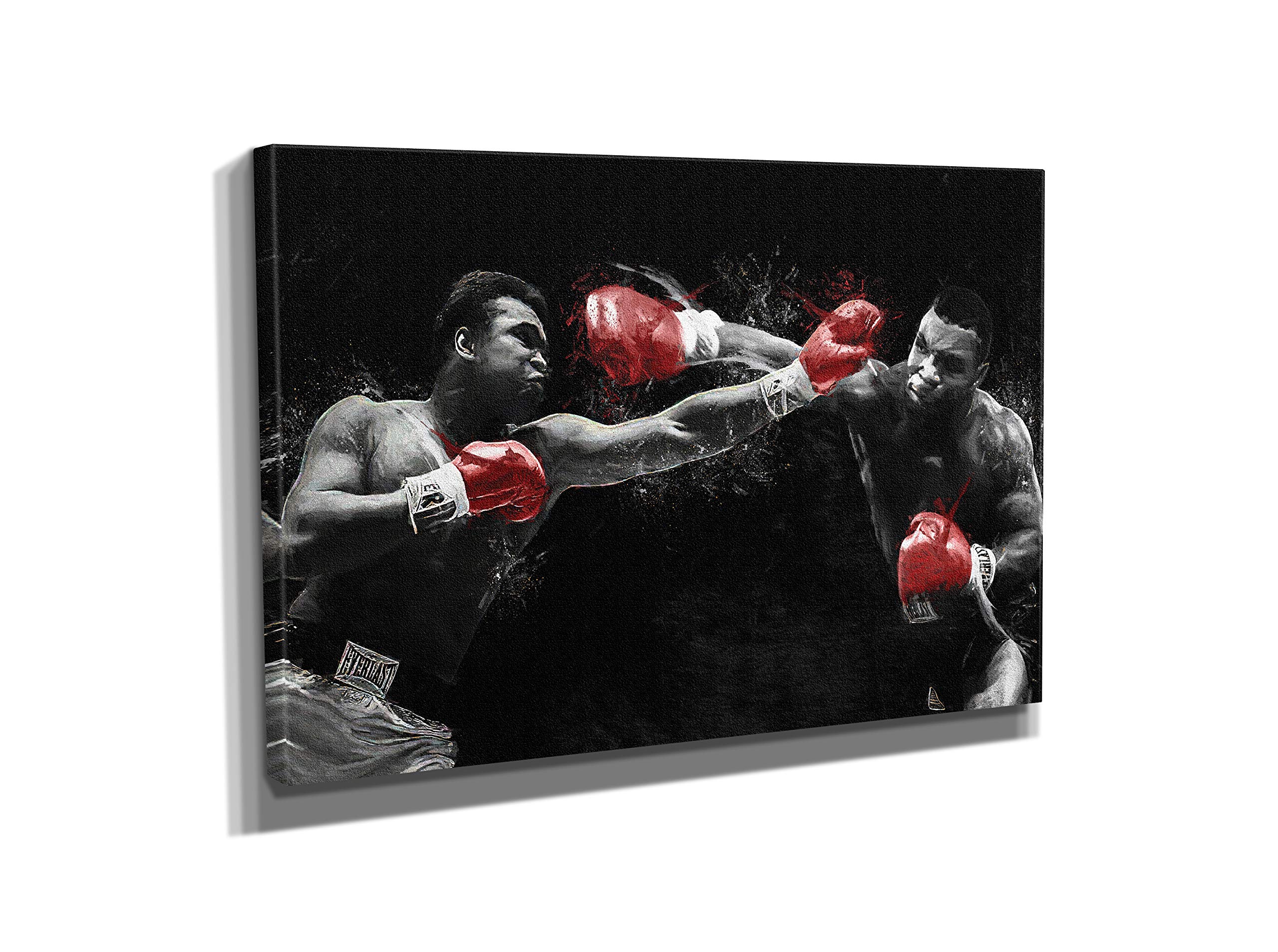 Mike Tyson vs Muhammad Ali Boxing Poster - Handmade Canvas Print Wall Art (3 Pieces, 36x30 Inches) - Perfect for Home Gym, Man Cave, and Sports Fan Gift Decor