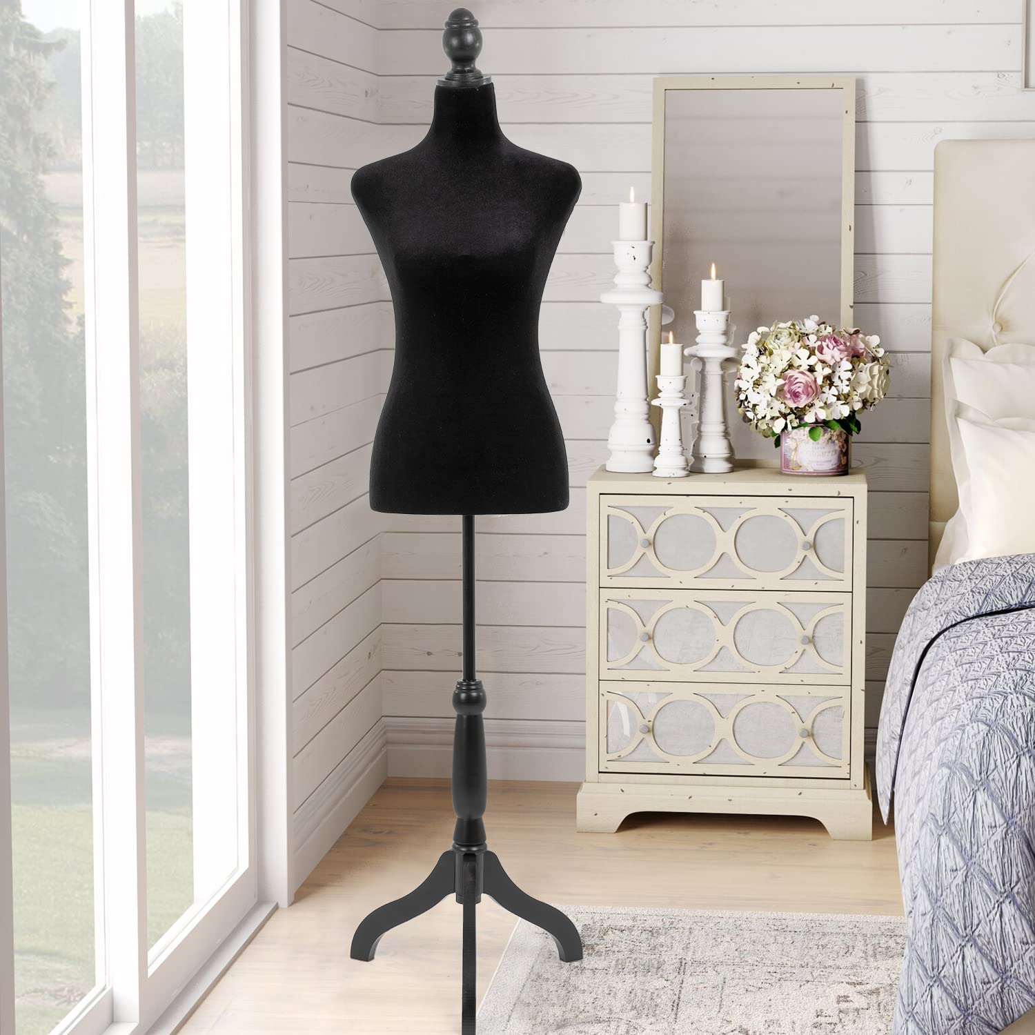 Adjustable Female Dress Form Mannequin for Sewing & Tailoring - Black Body Mannequin Stand for Clothing Design, Fitting, and Alterations | Perfect for Fashion Designers, Seamstresses & DIY Sewing Projects
