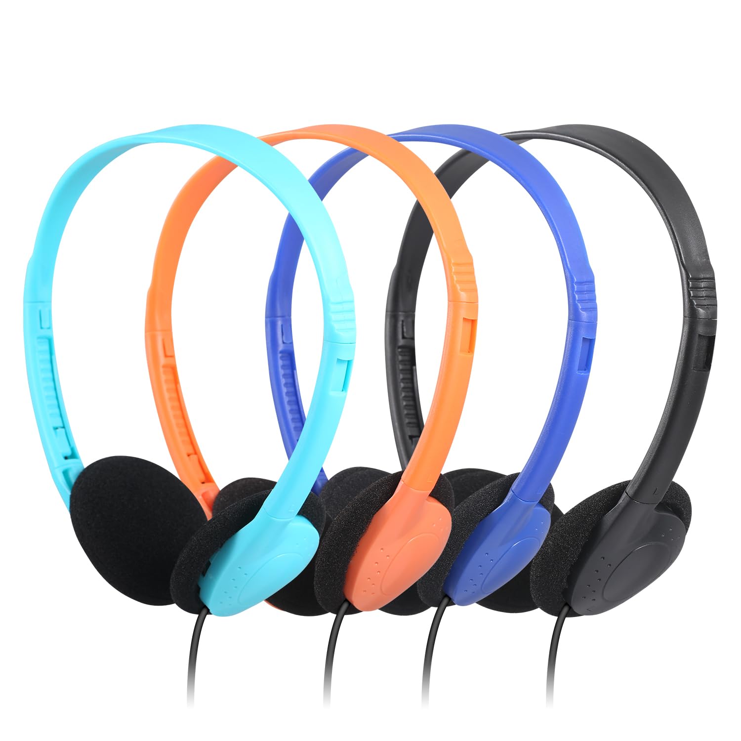 Bulk Classroom Headphones for Kids - 20 Pack Multi-Colored Student Headphones for Schools, Libraries & Computer Labs | Durable Headphones for Testing Centers, Museums & Hotels | Perfect for Online Learning, Distance Education & Quiet Study Environments