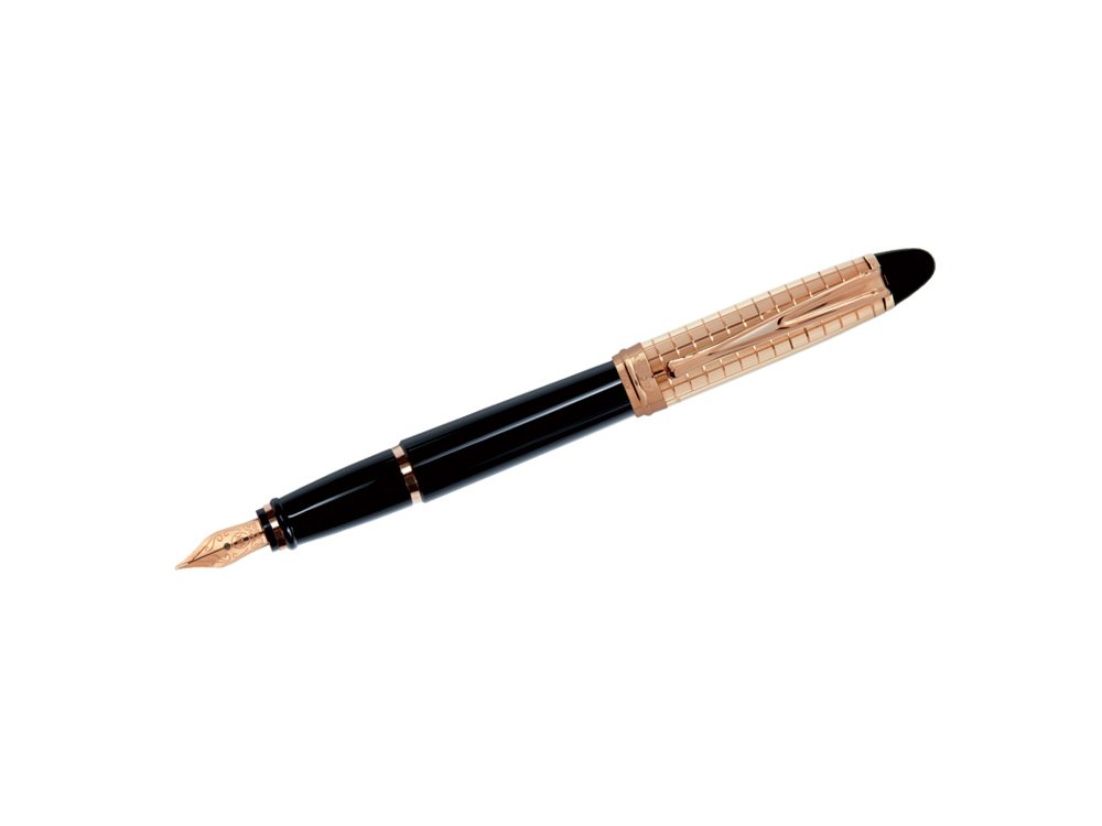 Aurora Ipsilon Rose Gold & Black Fountain Pen - Medium Nib, Luxury Writing Instrument for Professionals, Gifts & Collectors - Perfect for Signatures, Calligraphy & Office Use