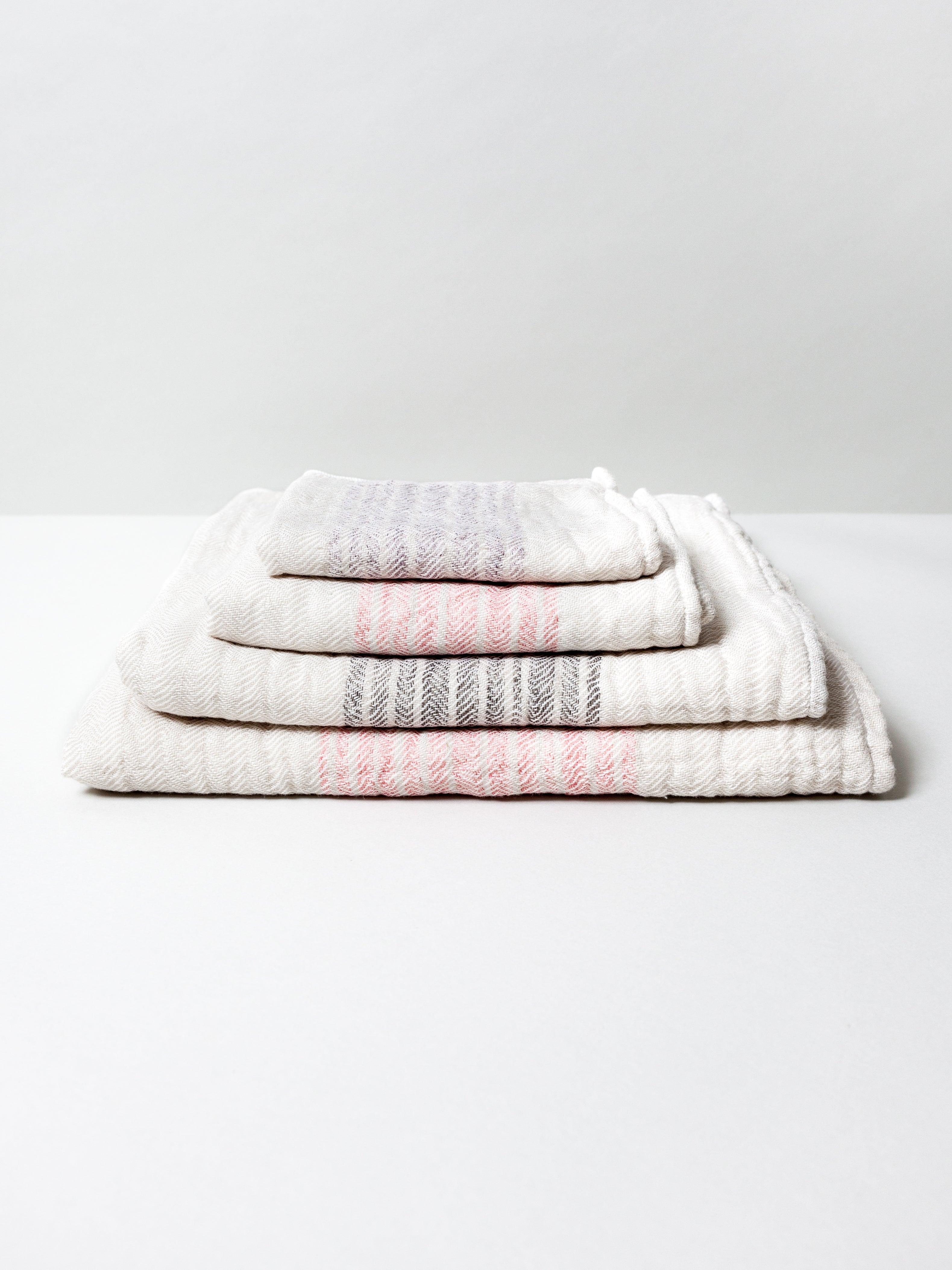 Organic Flax Line Towel - Soft, Eco-Friendly & Absorbent - Perfect for Kitchen, Bath & Spa - Beige