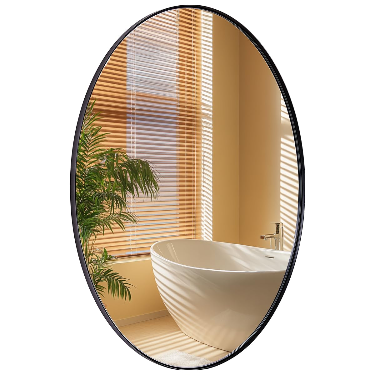 **ANDY STAR 24x36 Inch Black Oval Bathroom Mirror with Stainless Steel Frame - Large Wall Mounted Vanity Mirror for Modern Bathrooms, Bedrooms & Entryways**