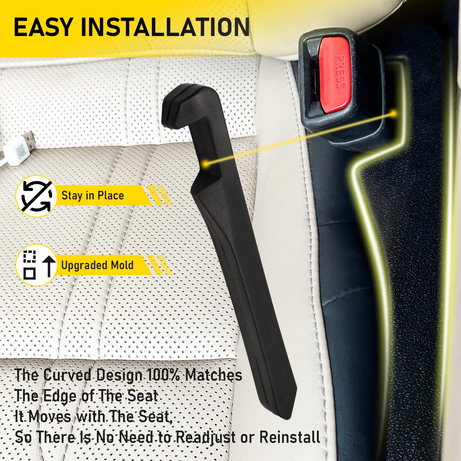 2-Pack Elastic Car Seat Gap Filler - Universal Gap Plug for Seat & Console, Prevents Items from Falling in Cars, Trucks & SUVs (Black) - Perfect for Road Trips, Daily Commutes & Family Travel