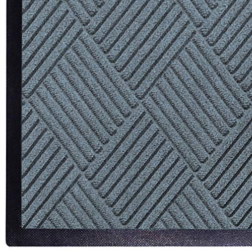 WaterHog Diamond Commercial-Grade Entrance Mat with Rubber Border – Indoor/Outdoor Quick-Drying Stain-Resistant Doormat (Bluestone, 4' x 12') for High-Traffic Entries, Offices & Homes
