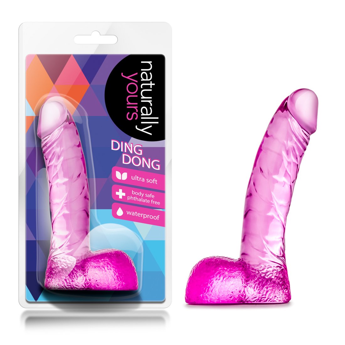 Blush Novelties Naturally Yours Ding Dong - 5.5 Inch Realistic Slim Silicone Dildo for Beginners - Curved Design for G-Spot & P-Spot Stimulation - Body-Safe Sex Toy for Women & Men - Perfect for Couples Play & Solo Pleasure - Pink Translucent Adult Toy