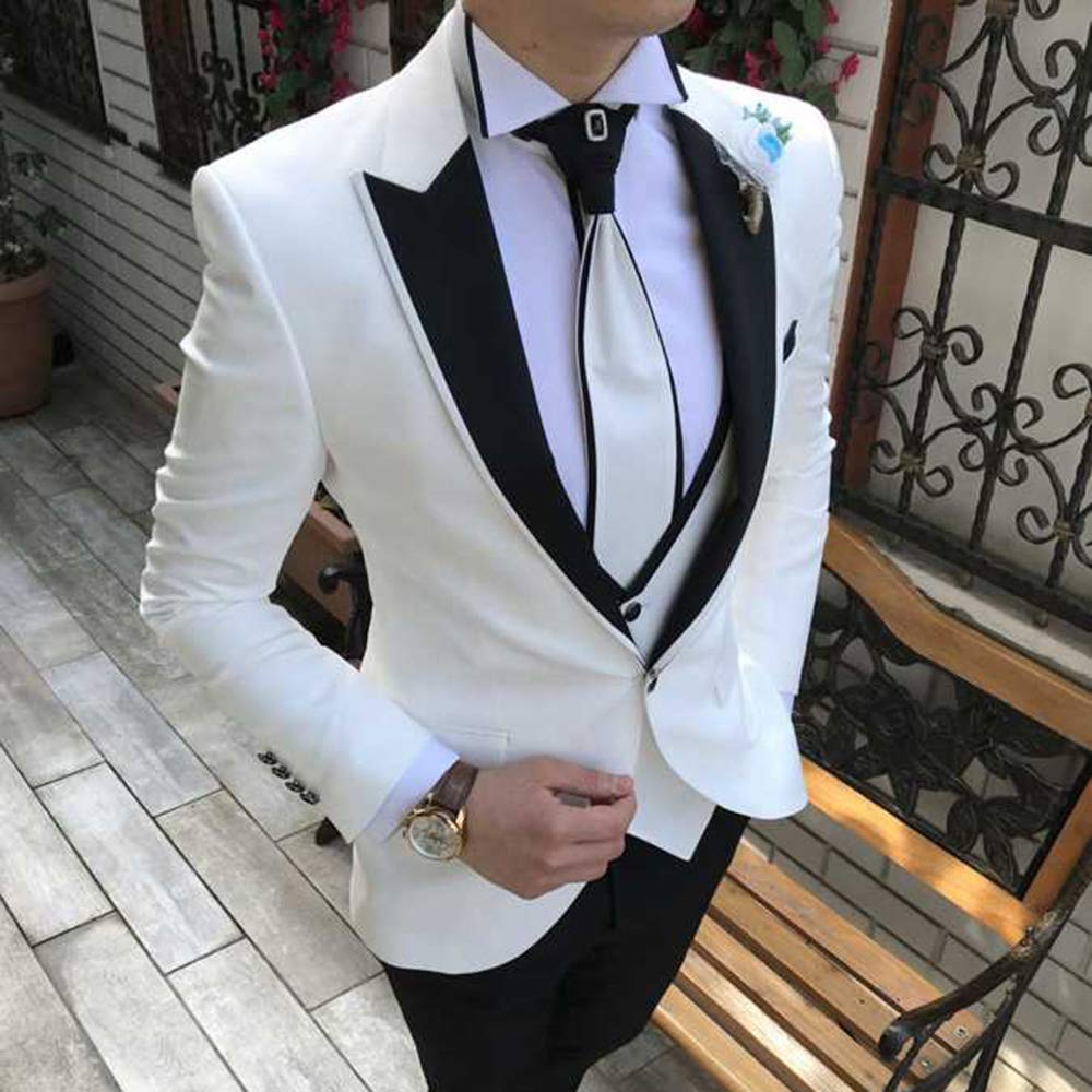 Men's 3-Piece Slim Fit Formal Suit Set - Notch Lapel Tuxedo Blazer, Vest & Pants for Wedding, Groomsmen & Business Occasions | Perfect for Prom, Office & Special Events