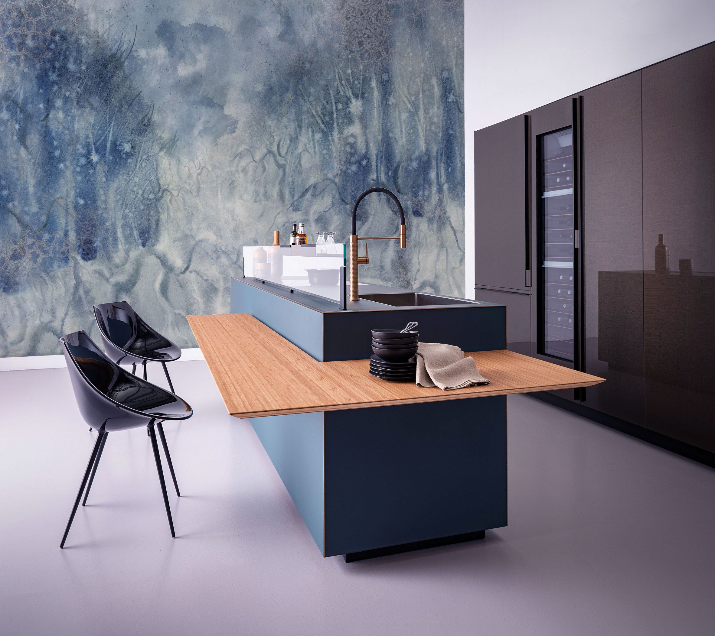 Blue Winter Marble Mural Wallpaper M1127 - Self-Adhesive Peel & Stick Wallpaper for Living Room, Bedroom, Office Decor