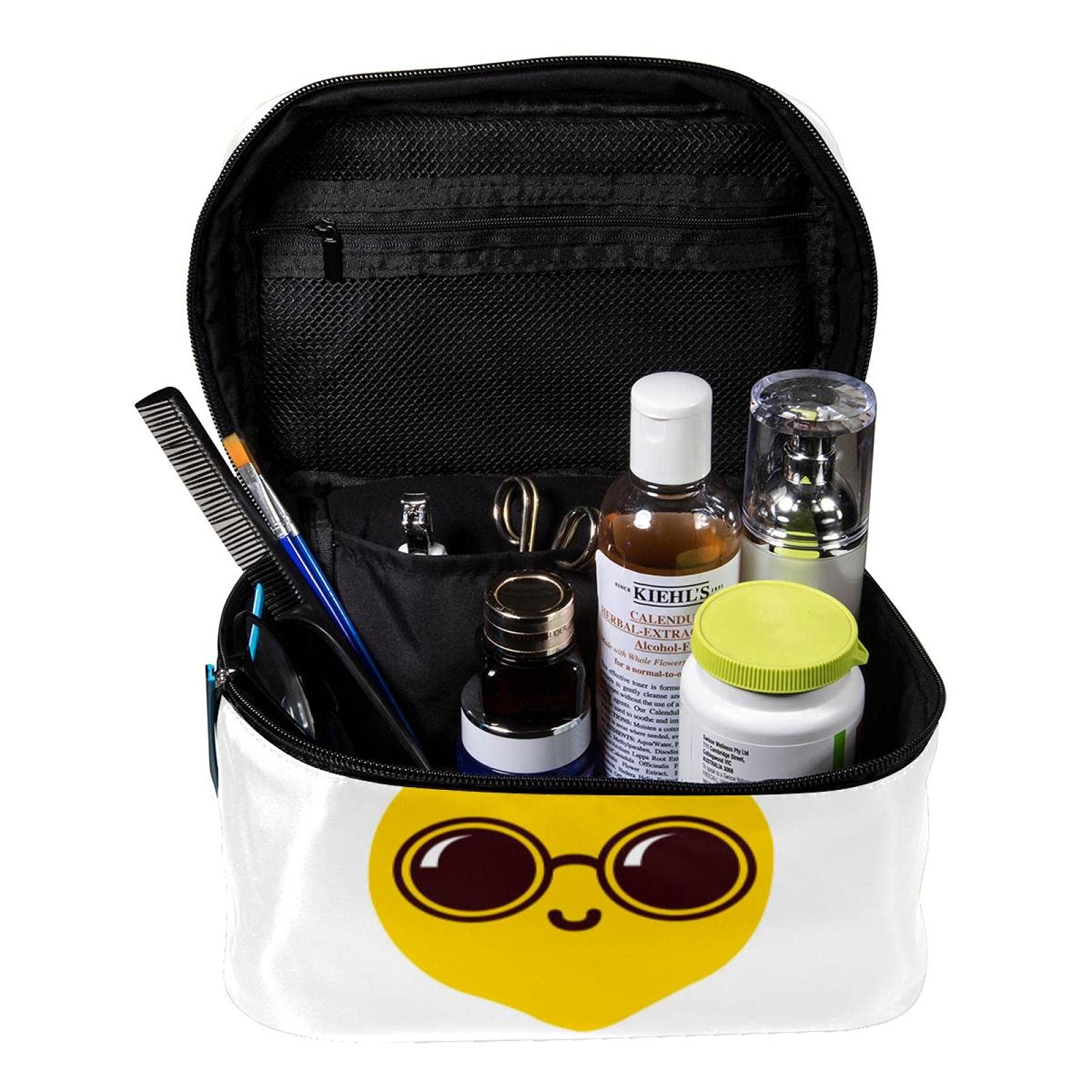 Stylish Large Lemon Print Travel Makeup Bag - Waterproof Cosmetic Organizer with Zipper for Women & Girls - Perfect for Gym, Vacation & Daily Essentials Storage