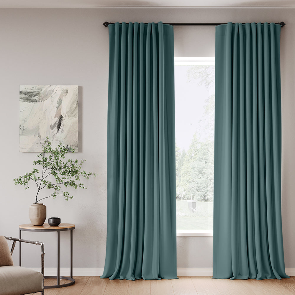 Simon Chenille Blackout Curtains - Heavyweight Thermal Insulated Grommet Drapes in Classic Black | Perfect for Bedroom, Living Room & Home Theater