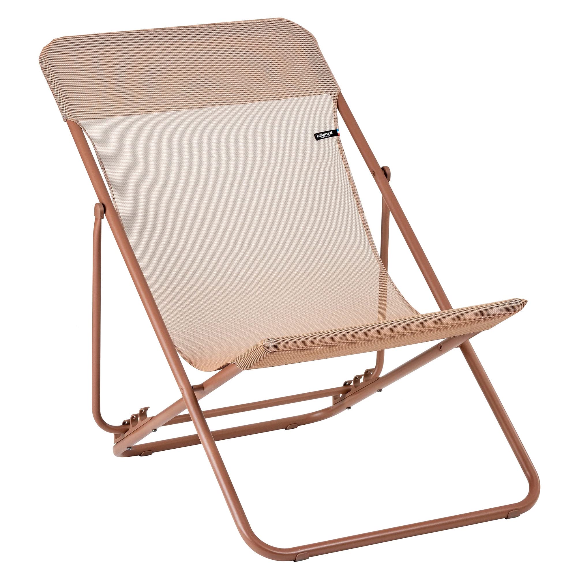 Lafuma Maxi TRANSAT Folding Sling Chair - Comfortable Outdoor Lounge Chair for Patio, Beach, Poolside & Camping (Canyon Red)