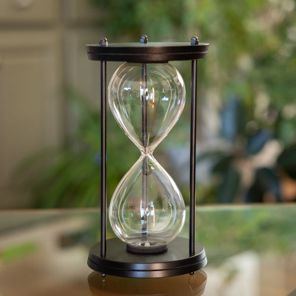 Elegant Black Round Hourglass Urn with Durable Metal Spindles - Perfect for Home Decor, Memorial Keepsakes & Unique Gift Ideas