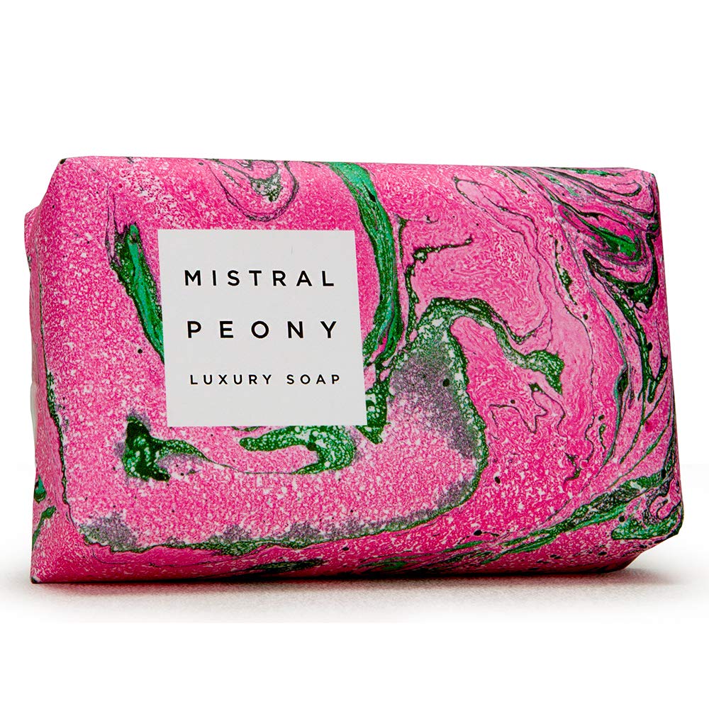 Mistral French Bar Soap - Peony Scented, 7 oz | Luxury Hand & Body Wash for Spa, Bath & Gift Sets