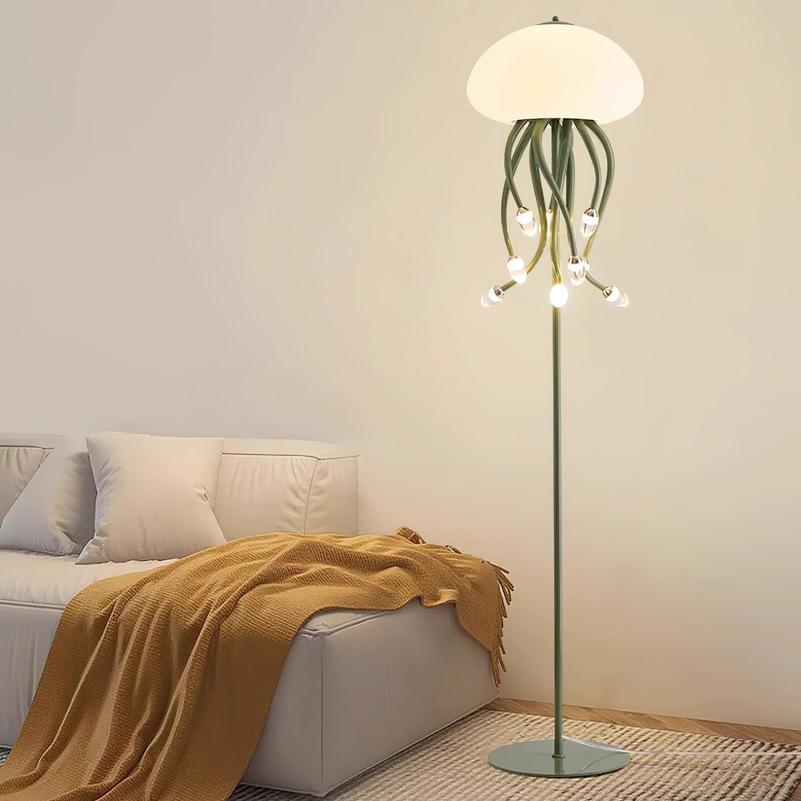 Modern Jellyfish Floor Lamp with LED Lights - Elegant Ocean-Themed Home Decor for Living Room, Bedroom, or Office - Creates Relaxing Ambiance for Meditation and Romantic Nights