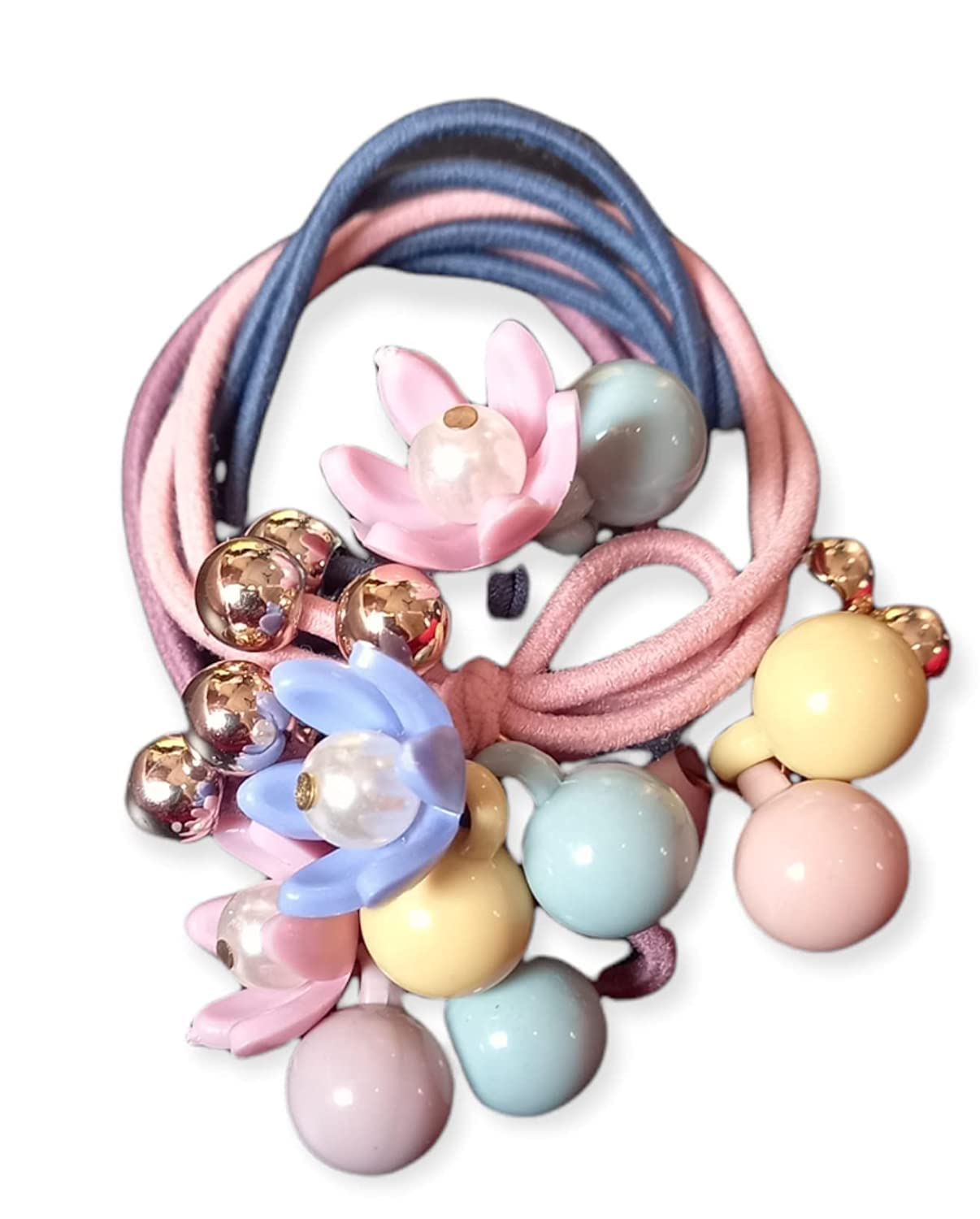 5 PCS Simple Versatile Pearl Hair Ties for Women & Girls - Korean Style Hair Ropes & Rubber Bands - Fashionable Headwear & Summer Hair Accessories (Multicolor) | Perfect for School, Work, Parties & Everyday Use