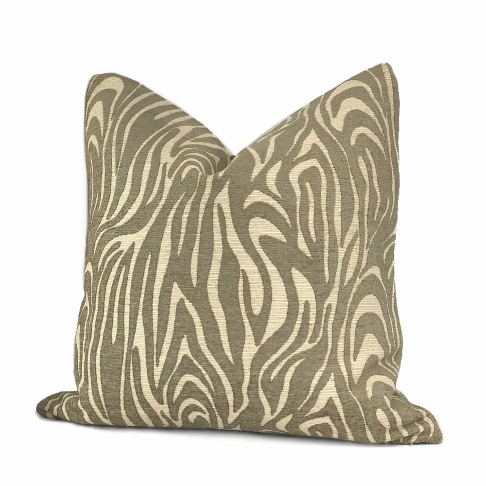 Soft Chenille Pillow Cover with Saber Brown Beige Animal Stripe Design - Cozy Home Decor for Living Room, Bedroom & Sofa