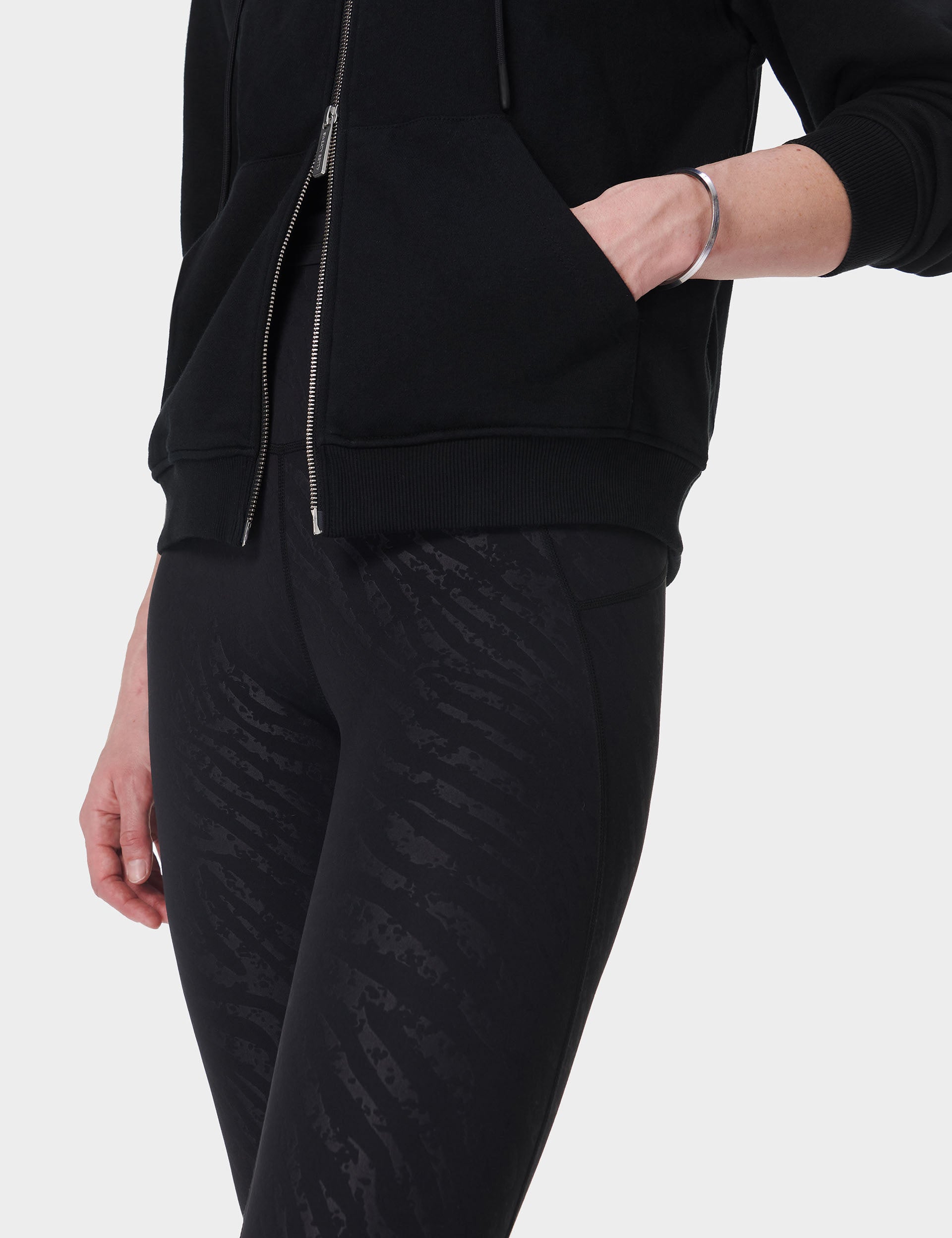 High Waist All Day Leggings - Black Faded Zebra Emboss Print Yoga Pants for Women | Perfect for Workout, Running & Lounge Wear