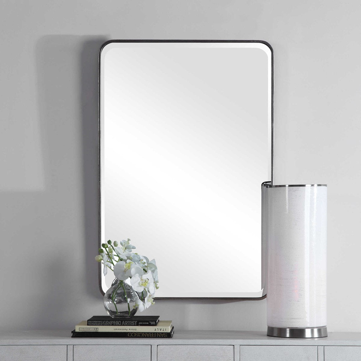 Silver Leaf Rectangle Mirror - Elegant Wall Decor for Living Room, Bedroom & Bathroom | Perfect for Home Styling & Interior Design