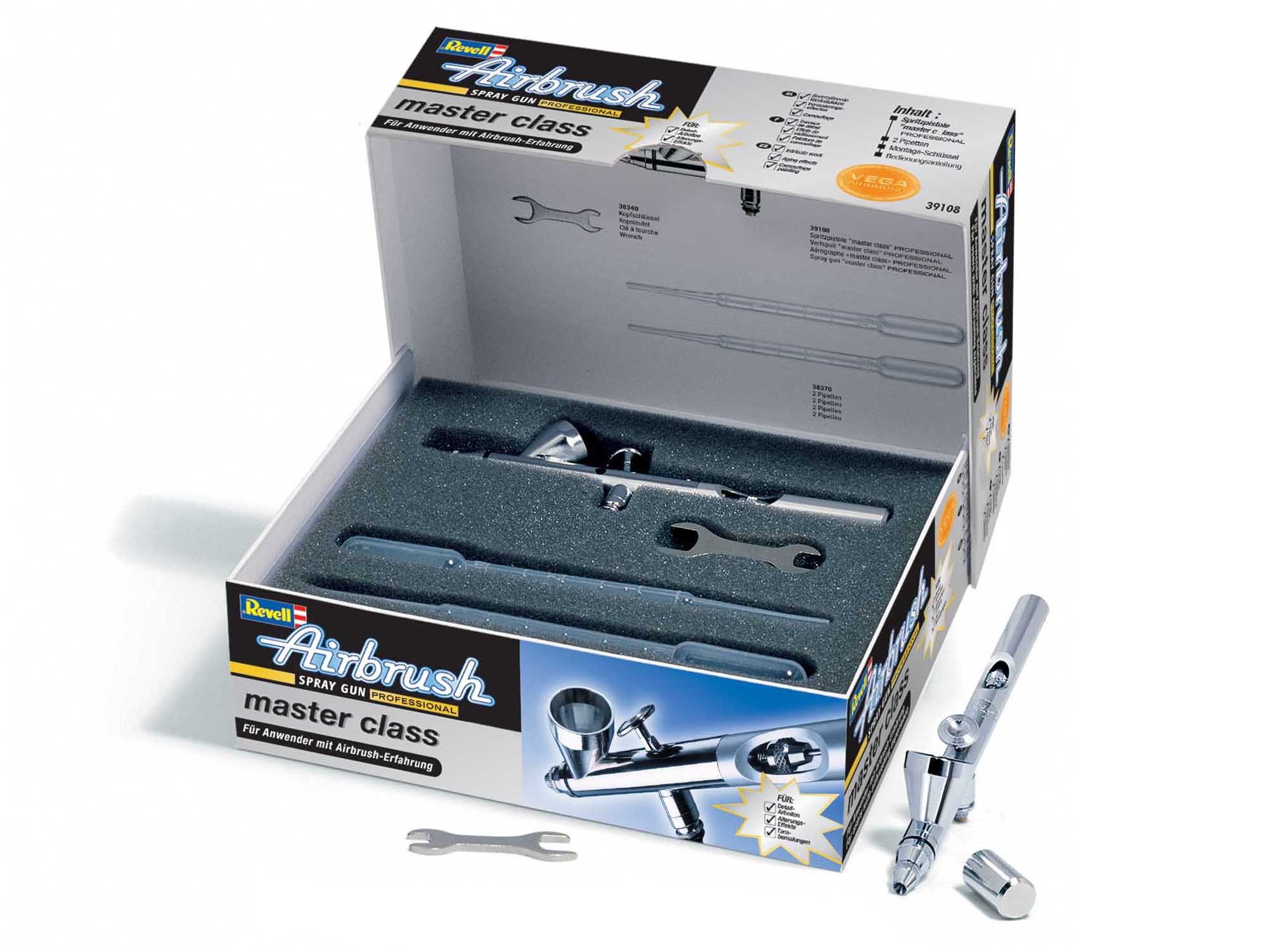 Revell 39108 Professional Airbrush Spray Gun Kit - High Precision Model Painting Tool for Hobbyists & Artists | Perfect for Miniatures, RC Cars & Scale Models