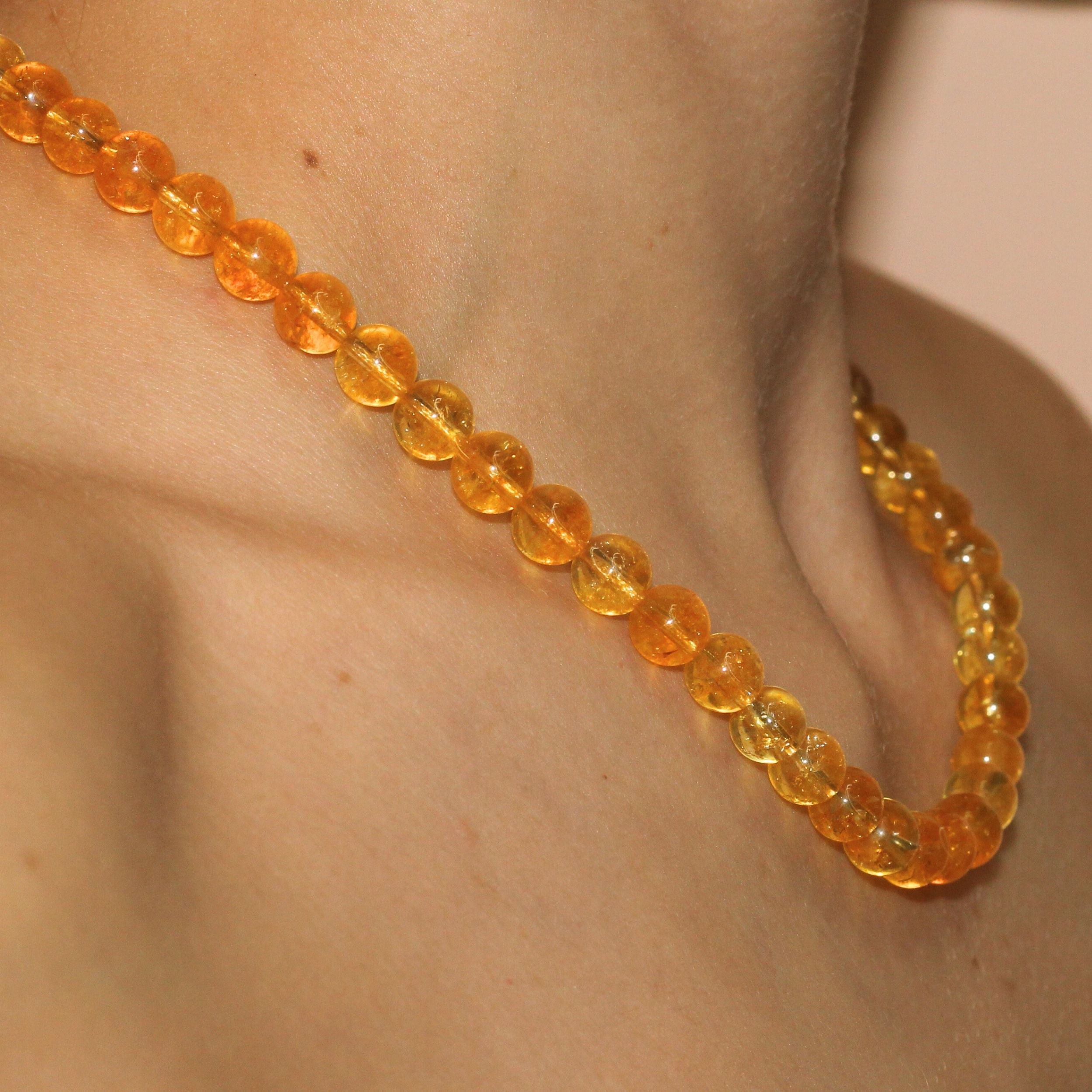 Natural Citrine Gemstone Beaded Necklace for Women - Healing Crystal Jewelry for Energy, Wealth & Positivity - Perfect for Meditation, Yoga & Spiritual Gifts