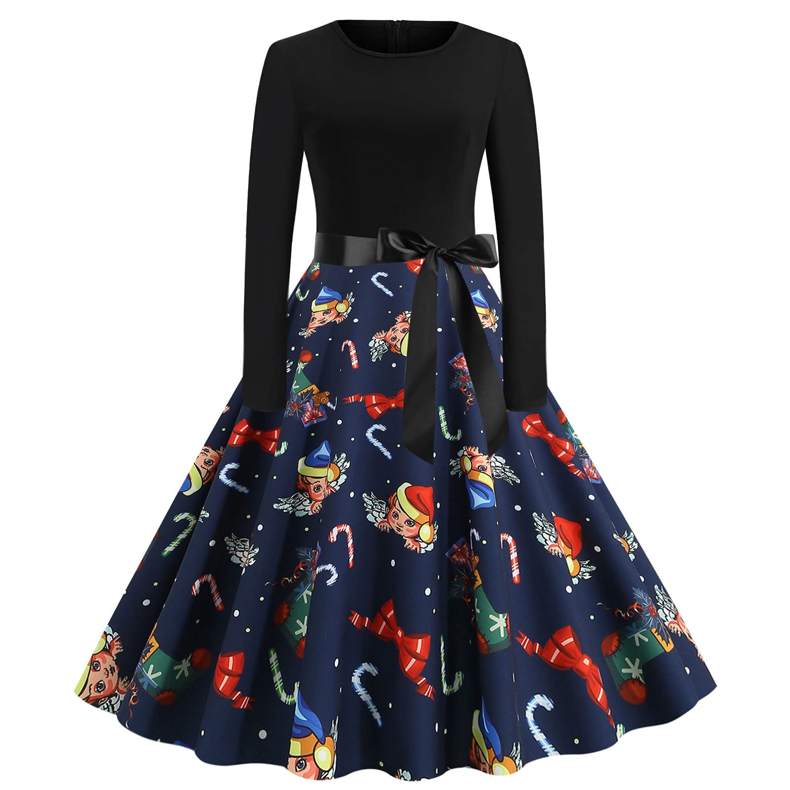 Elegant Women's Christmas Party Dress with V-Neck & Snowflake Print - Cocktail, Formal Evening, Prom Gown for Holiday Celebrations & Special Occasions
