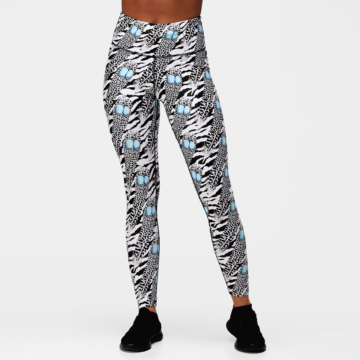 Monochrome Quill Leggings - High Waisted Yoga Pants for Women, Soft Stretchy Workout Leggings for Running, Gym & Lounge Wear