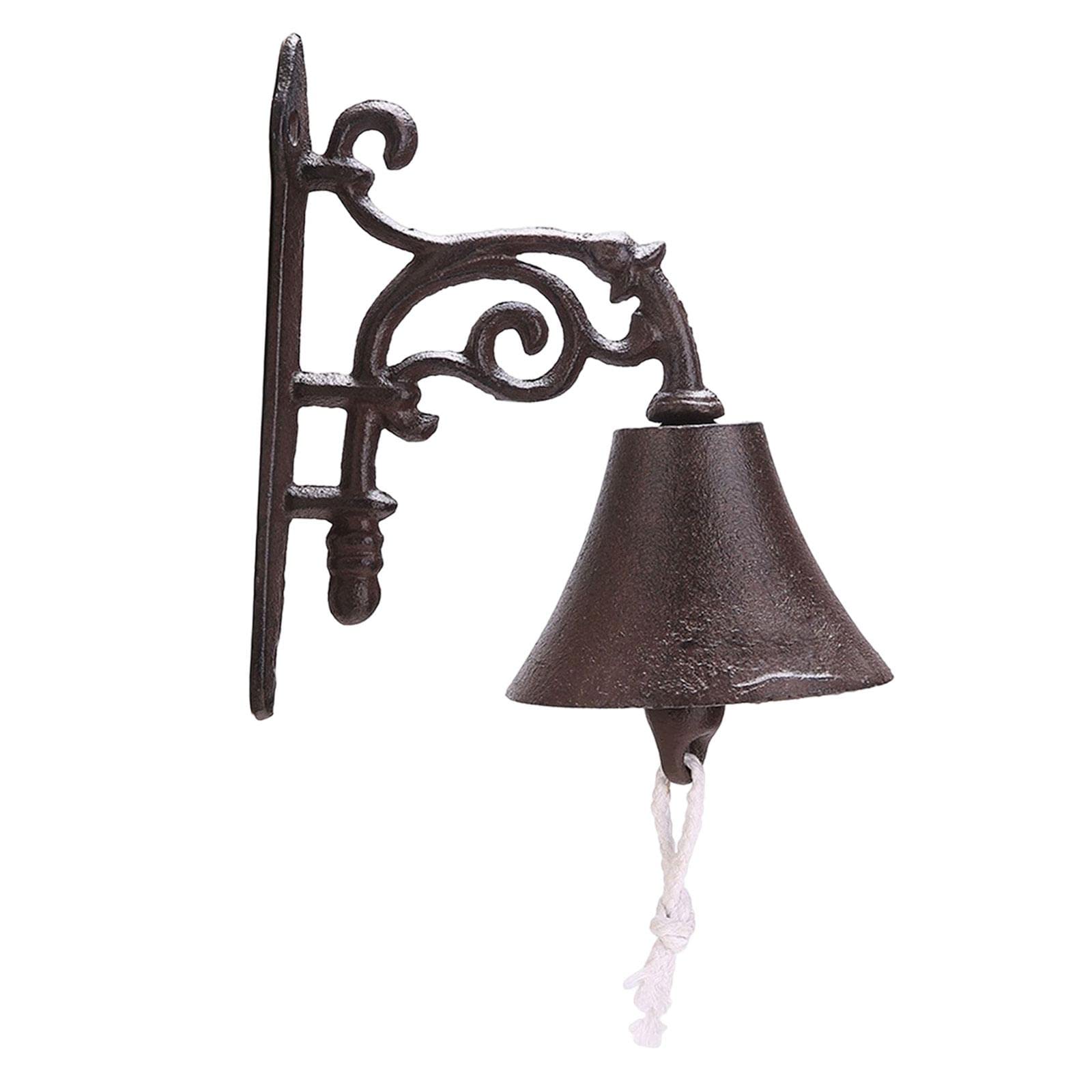 Nordic Style Iron Cast Hand Bell - Farmhouse Wall Mounted Chime Art Decoration for Outdoor & Indoor Use | Welcome Sign, Dinner Bell for Iron Doors, Patio, Garden & Home Decor