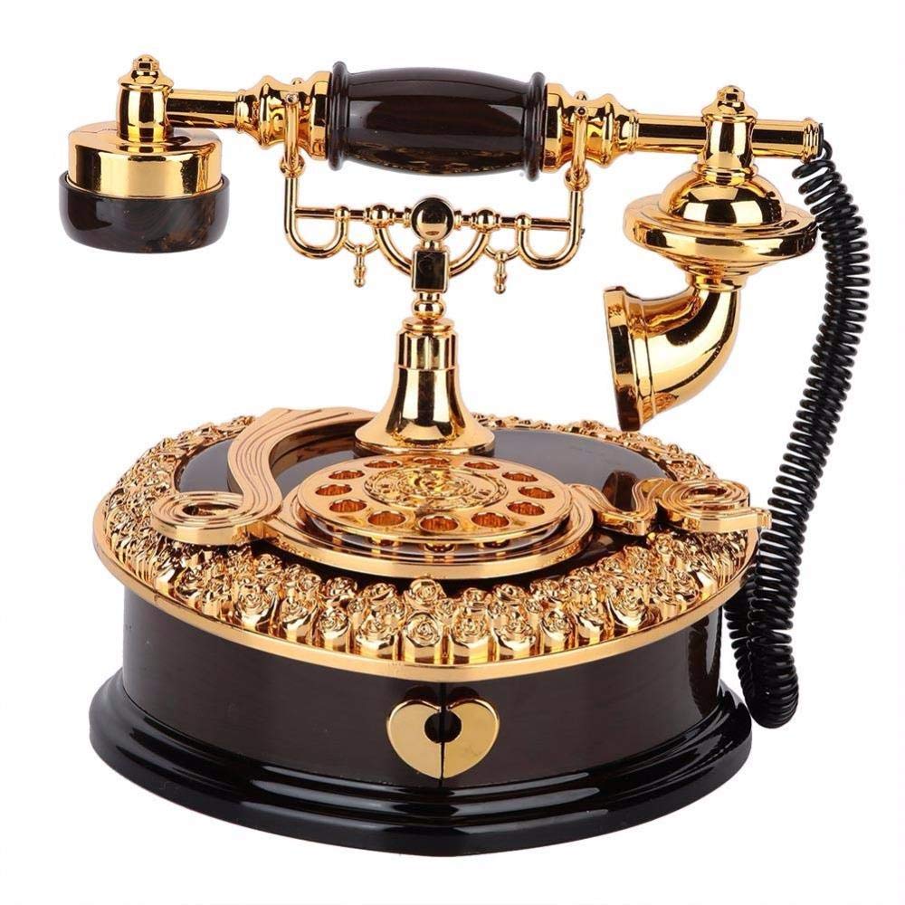 Vintage Retro Music Box - Classical Telephone Shaped Jewelry Box with Luxurious Design, Perfect for Home Decor, Desktop Display, Wedding Gifts & Music Lover Presents | Elegant Home Office Decoration & Romantic Gift Idea