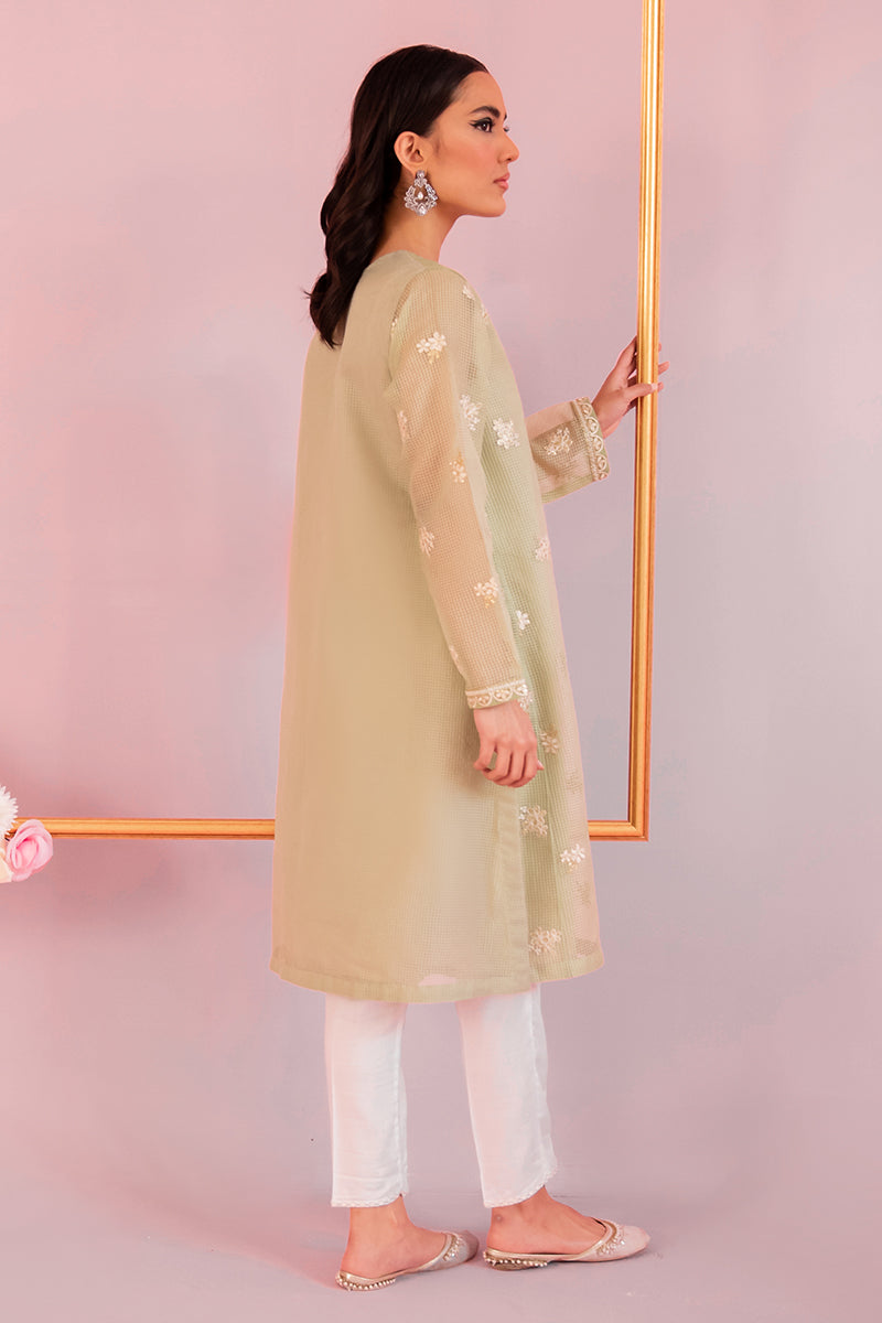 Stylish Green Beryl Embroidered Shirt for Women - Elegant Floral Design Casual Blouse - Perfect for Office, Party & Summer Outfits