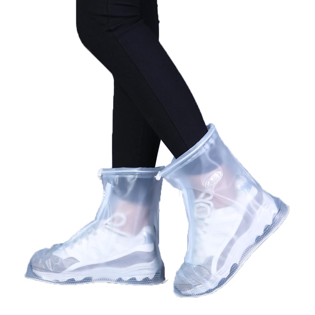 Kisangel Waterproof Shoe Covers for Rain - Non-Slip White Rain Boot Protectors for Kids | Perfect for School, Outdoor Play & Wet Weather Protection