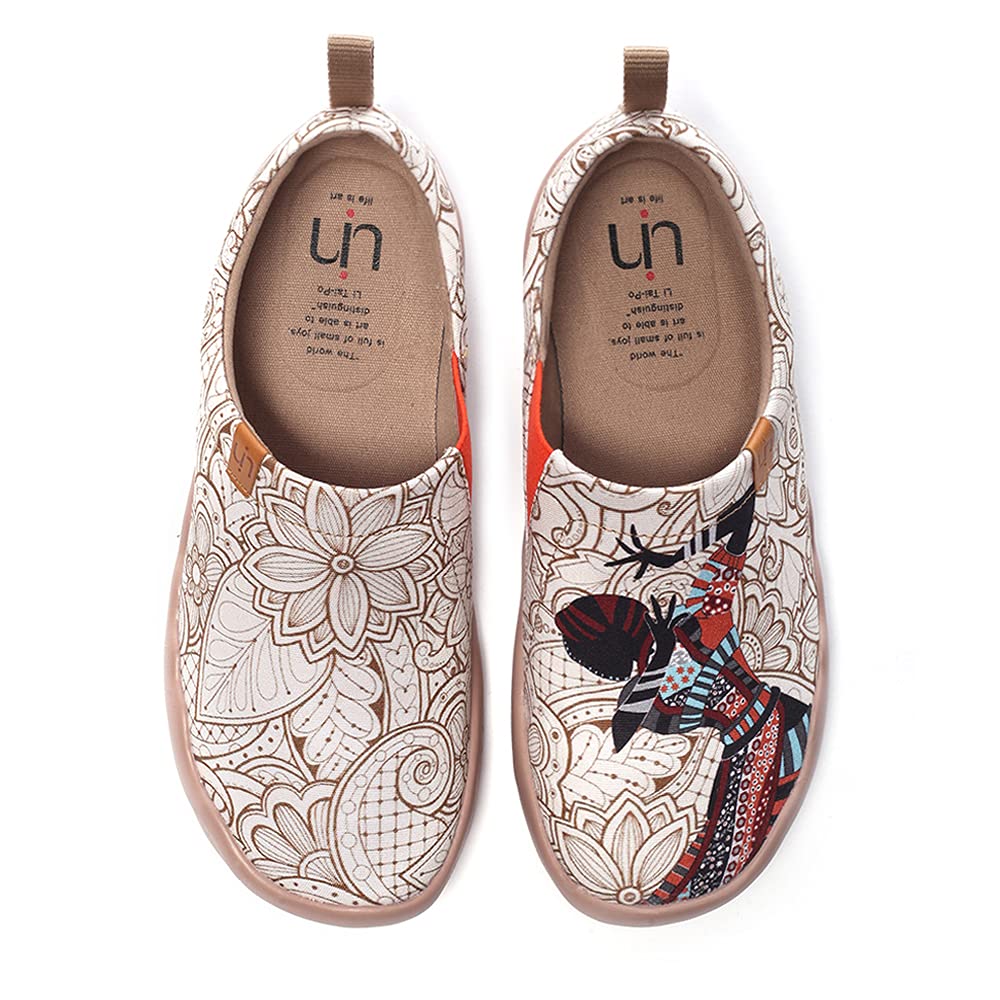 UIN Women's Slip-On Loafers - Lightweight Breathable Travel Shoes for Women, Comfortable Casual Walking Flats with Artistic Design | Perfect for Travel, Work, and Everyday Wear