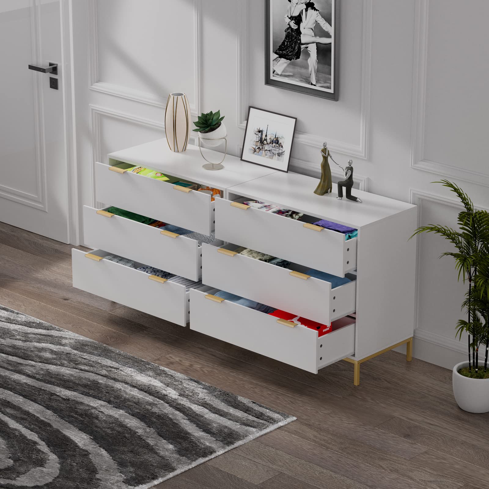 Anmytek White 3-Drawer Dresser - Modern Wood Chest of Drawers with Spacious Storage for Bedroom, Living Room & Hallway - Perfect for Organizing Clothes, Linens & Home Decor (Model H0074)