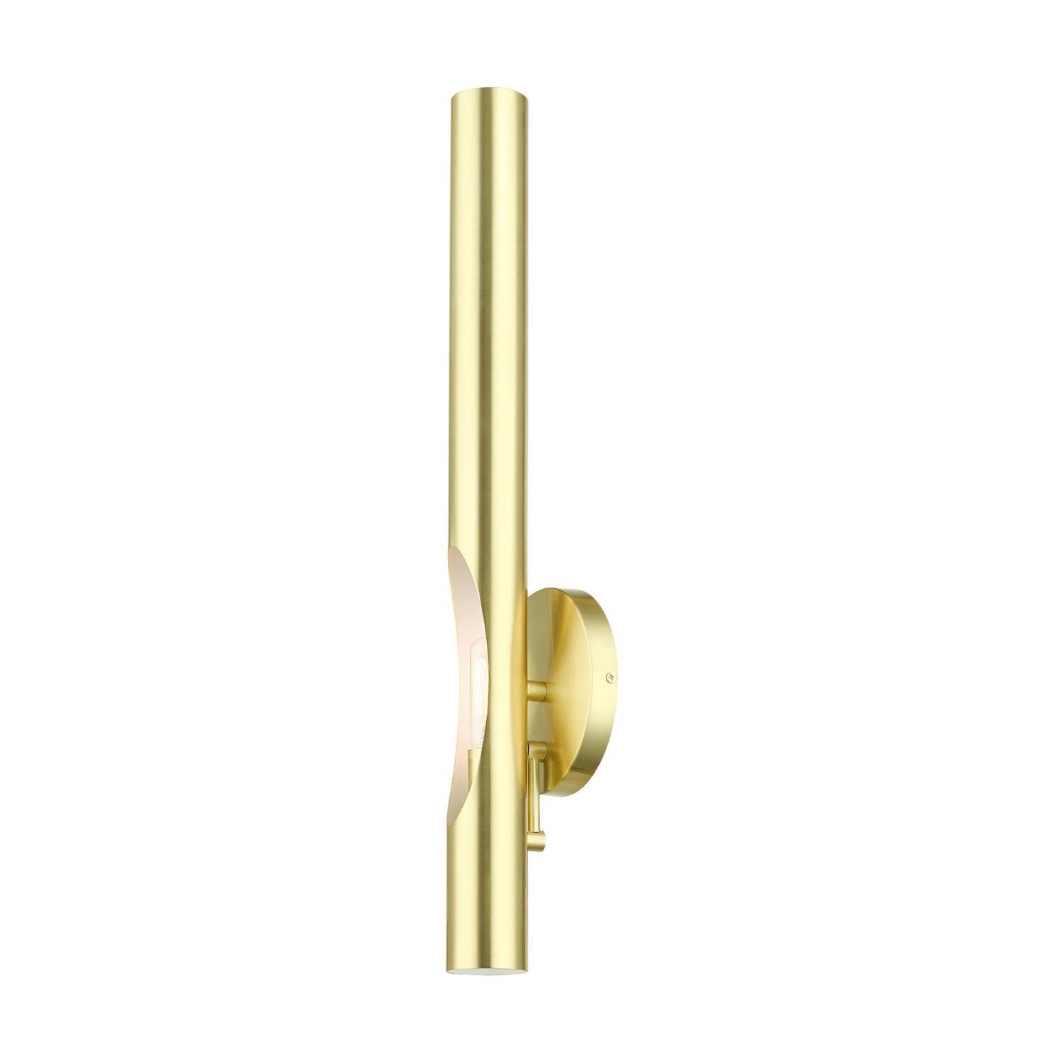 Livex Lighting Acra 1 Light Wall Sconce - Satin Brass Finish - Modern Wall Light Fixture for Bedroom, Living Room & Hallway Decor